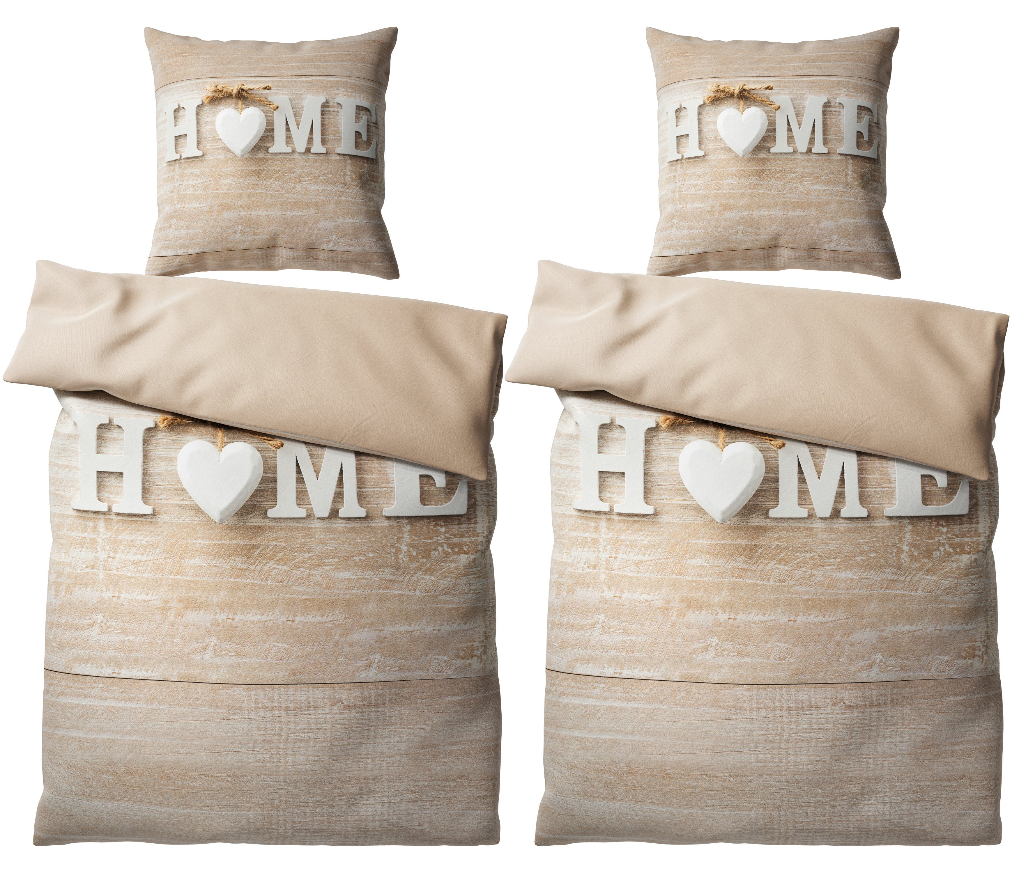 Bettwäsche Home 135x200 cm, Bettbezug und Kissenbezug, Sanilo, Baumwolle, 4 teilig