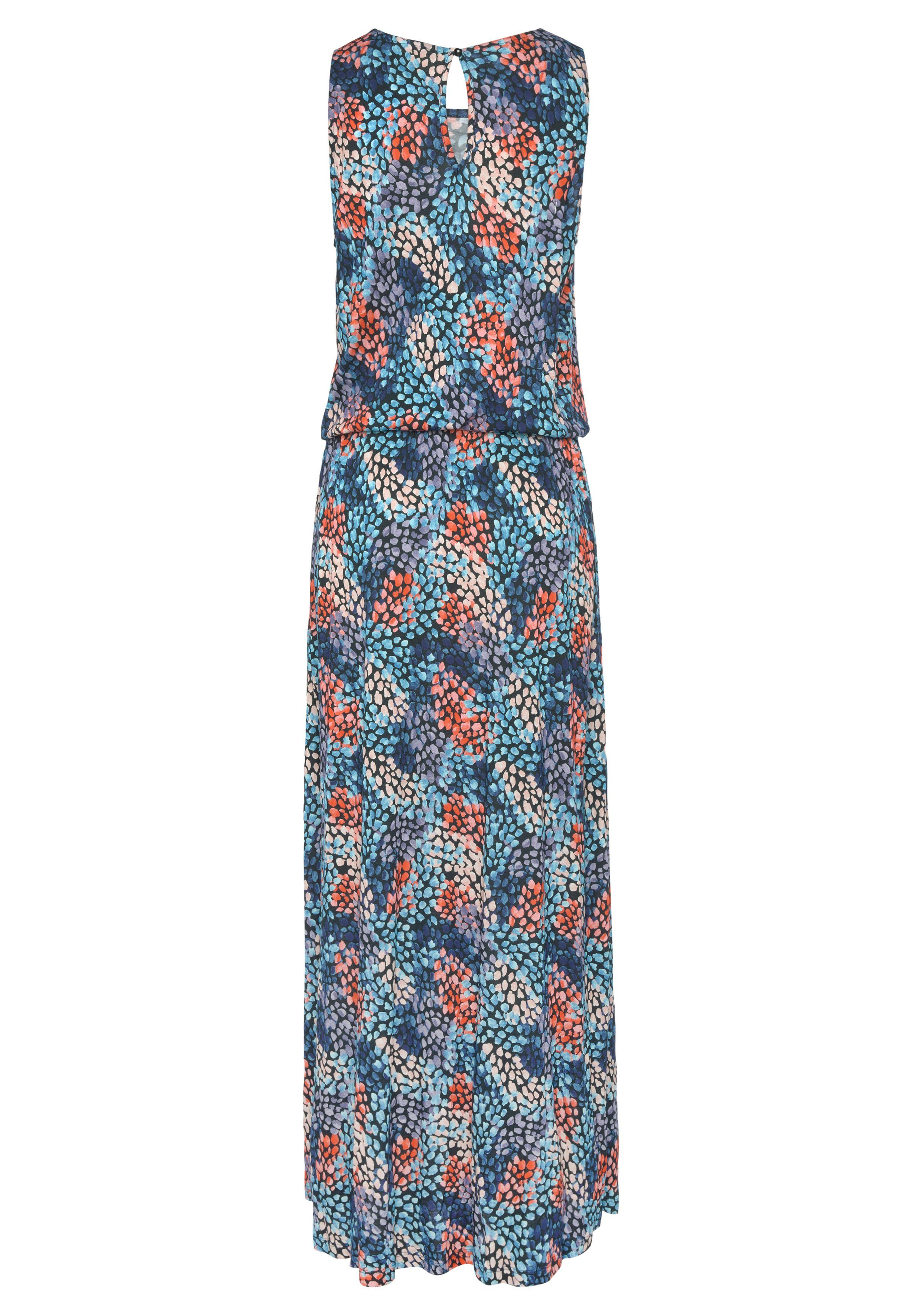 s.Oliver Maxikleid mit Tupfenprint und Schlitz im Rockteil weiches Jerseykleid, langes Sommerkleid, Druckkleid, Viskosekleid – Bild 4 von 5