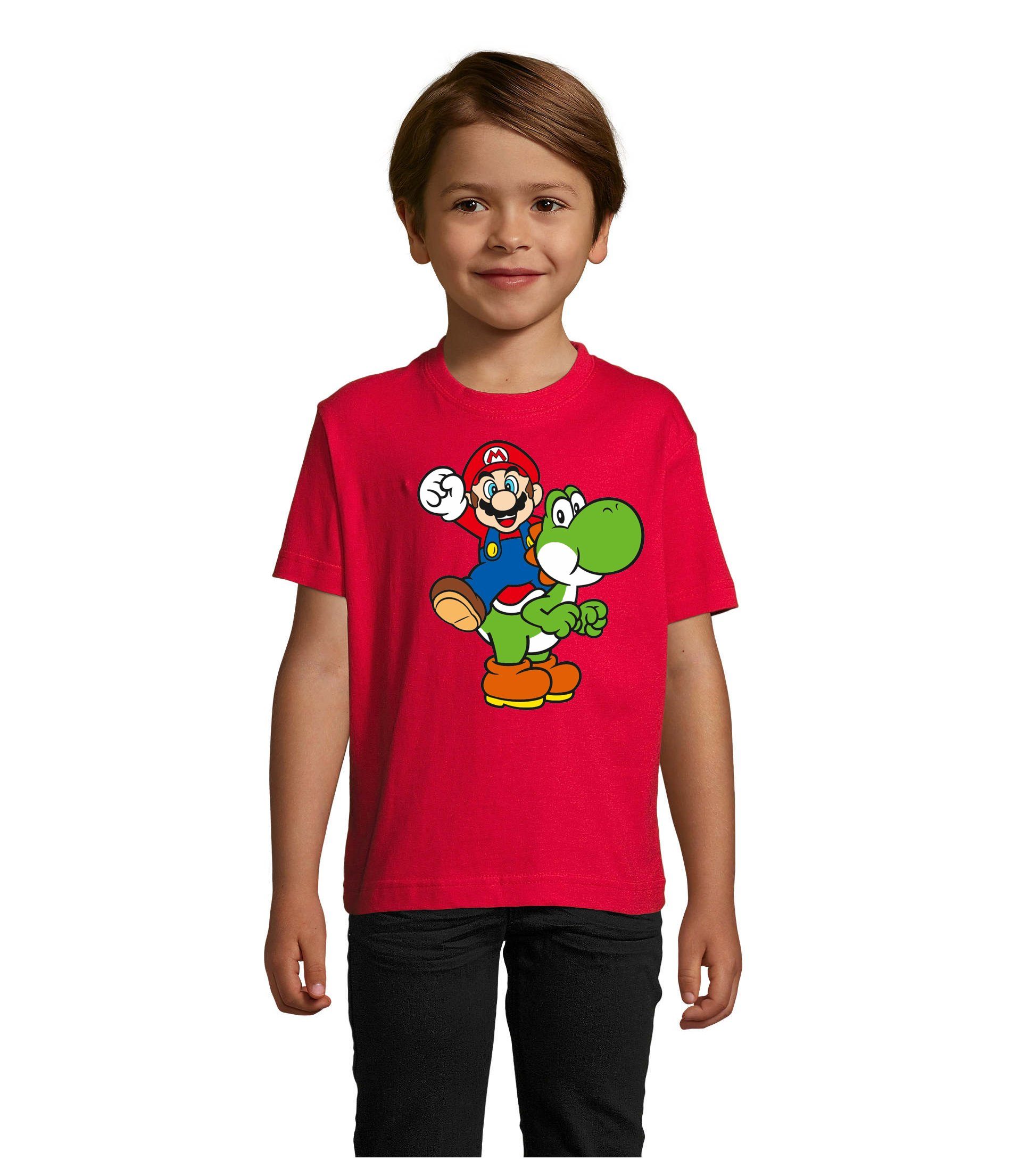 Blondie & Brownie T-Shirt Kinder Yoshi & Mario Konsole Retro Super Luigi