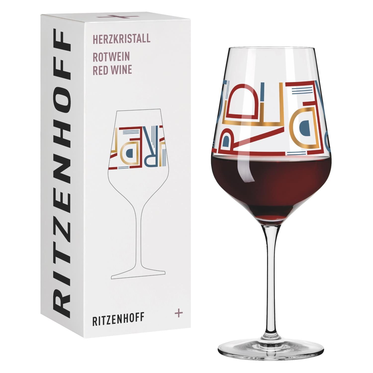 Ritzenhoff Rotweinglas HERZKRISTALL, Glas, Farbe: Mehrfarbig, Motiv: Schrift