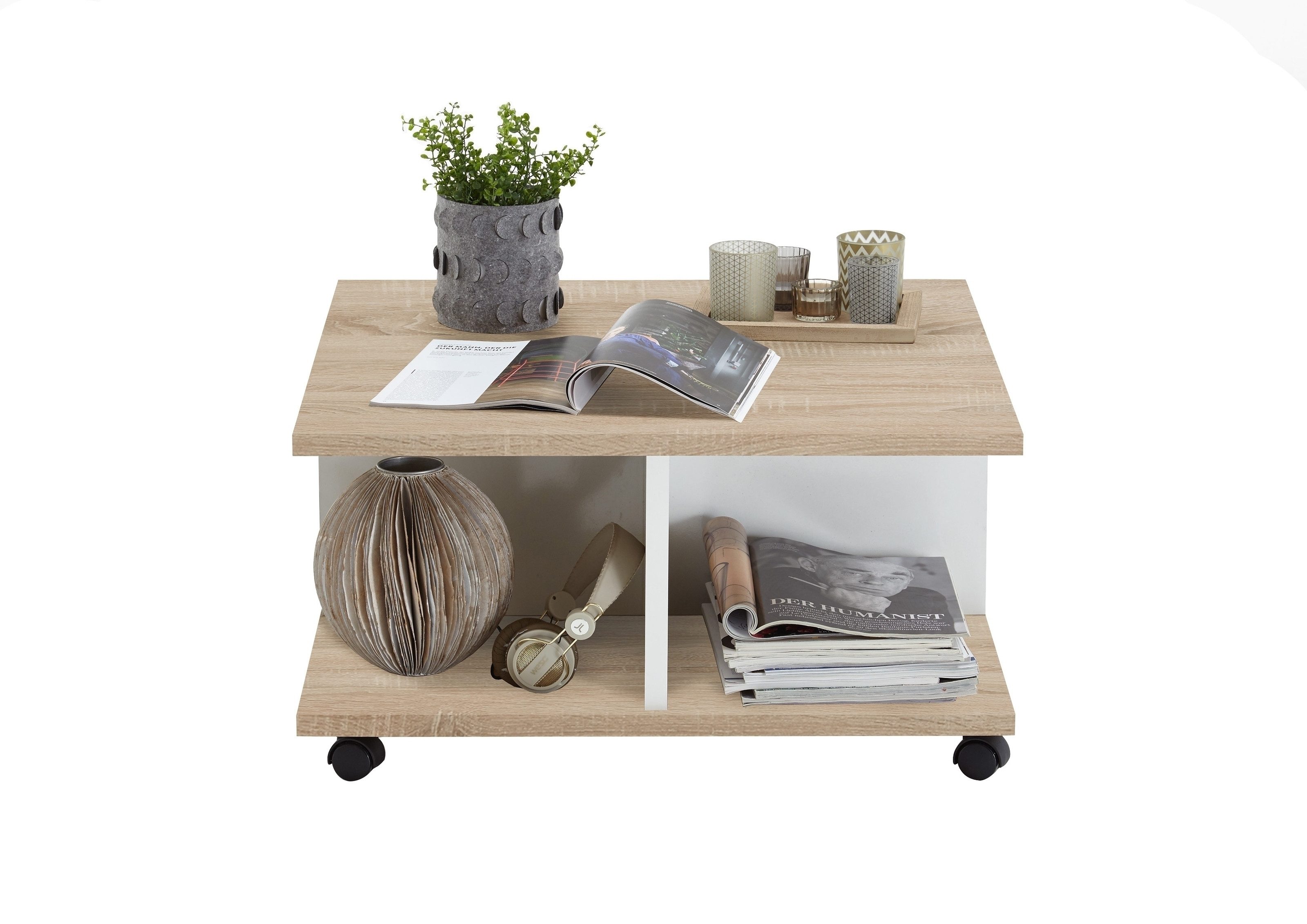 PREISBRECHER Couchtisch TWIN 1, in Eiche Dekor-weiß Edelglanz - 70x36x70cm günstig online kaufen