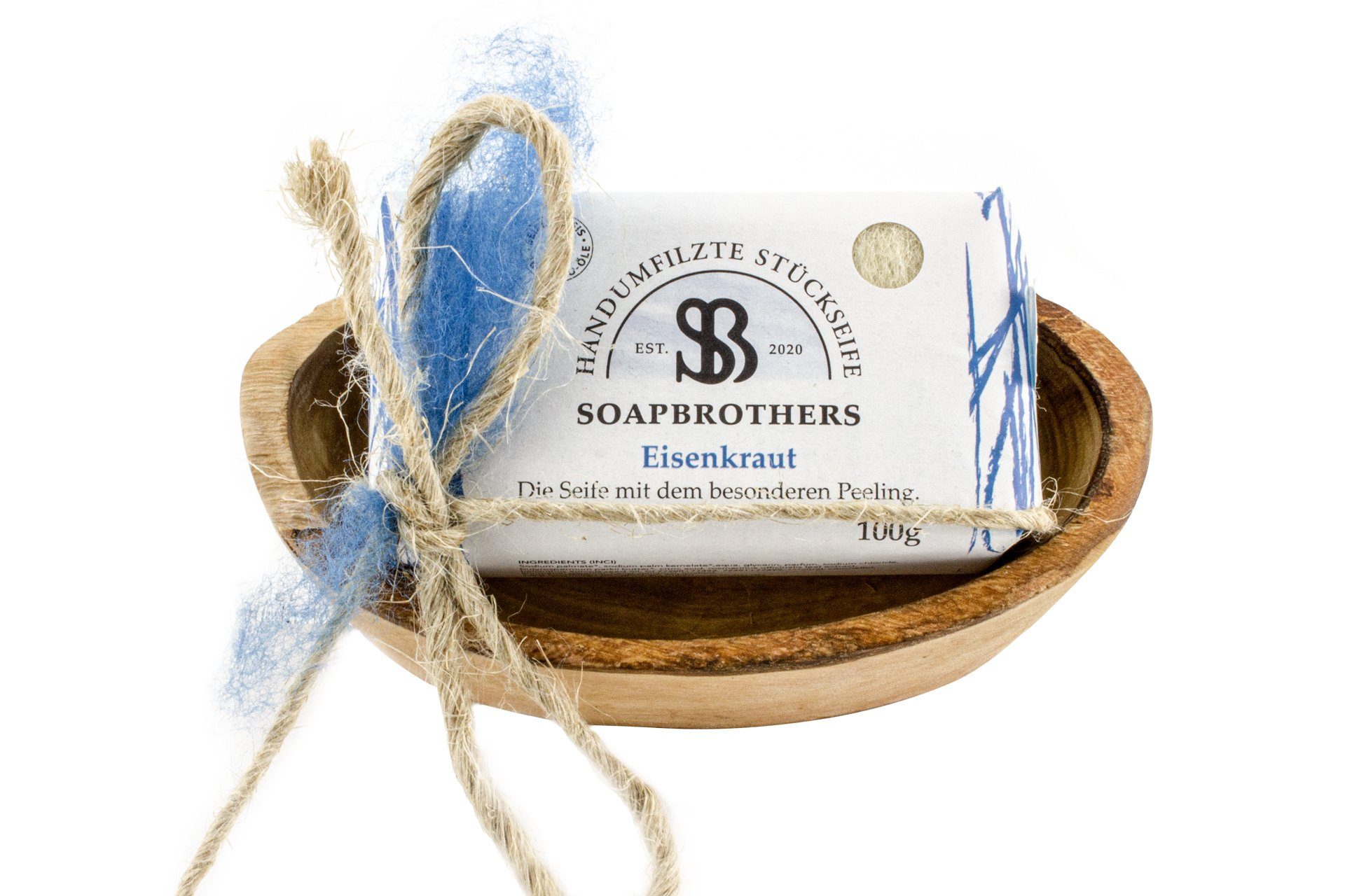 Soapbrothers Seifen-Set Geschenk-Box Naturkosmetik und Olivenholzseifenschale 8 versch. Düfte, 2-tlg., Naturkosmetik blau | Handseifen