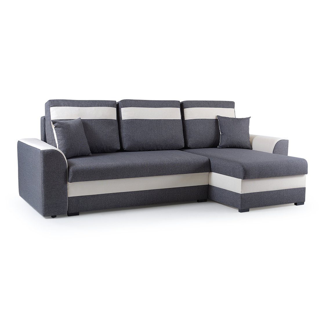 MOEBLO Ecksofa ZENO, Eckcouch mit Bettfunktion Couch L-Form Polstergarnitur Wohnlandschaft Polstersofa mit Ottomane Couchgranitur Sofa, mit Schlaffunktion und Bettkasten