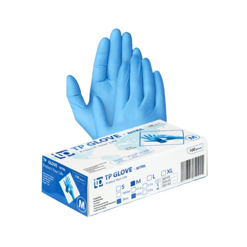 Gedikum Nitril-Handschuhe Gedikum, Nitrilhandschuhe Box, Blau, Größe M (100  Stk. / Pkg) puderfrei, ohne Latex, unsteril, latexfrei, Blau, Größe M