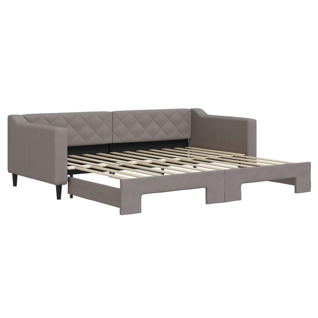 vidaXL Gästebett 90 x 200 cm Gästebett Tagesbett Ausziehbar Taupe 90x200 cm Stoff Bett