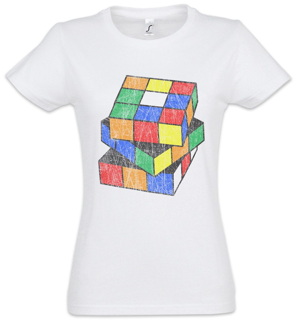Print-Shirt Retro Cube Damen T-Shirt Zauberwürfel 80s Magic Speed Cubing Cuber