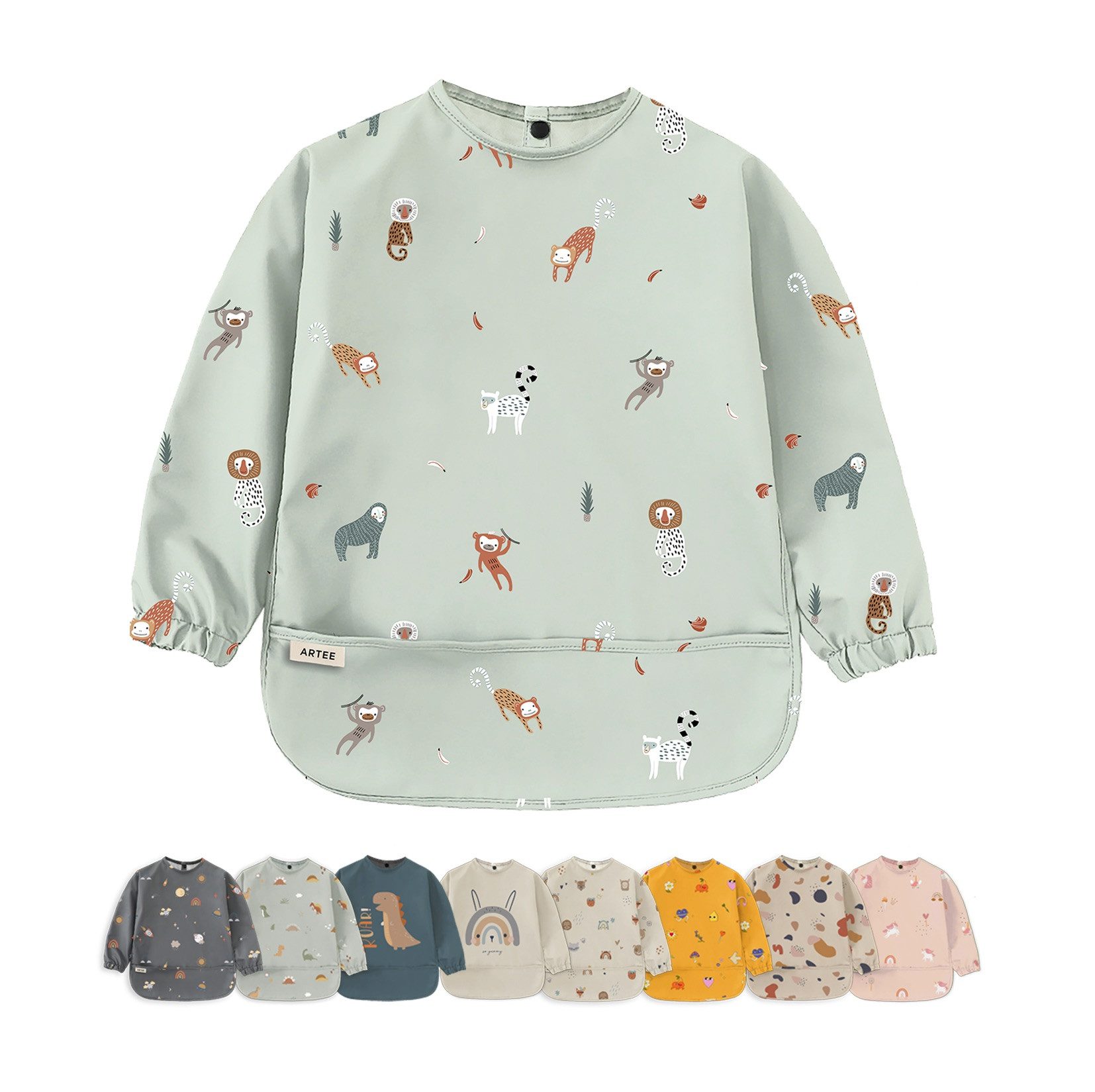 Artee Lätzchen Lätzchen mit Ärmeln und Auffangtasche in Größe M für 12-36 Monate