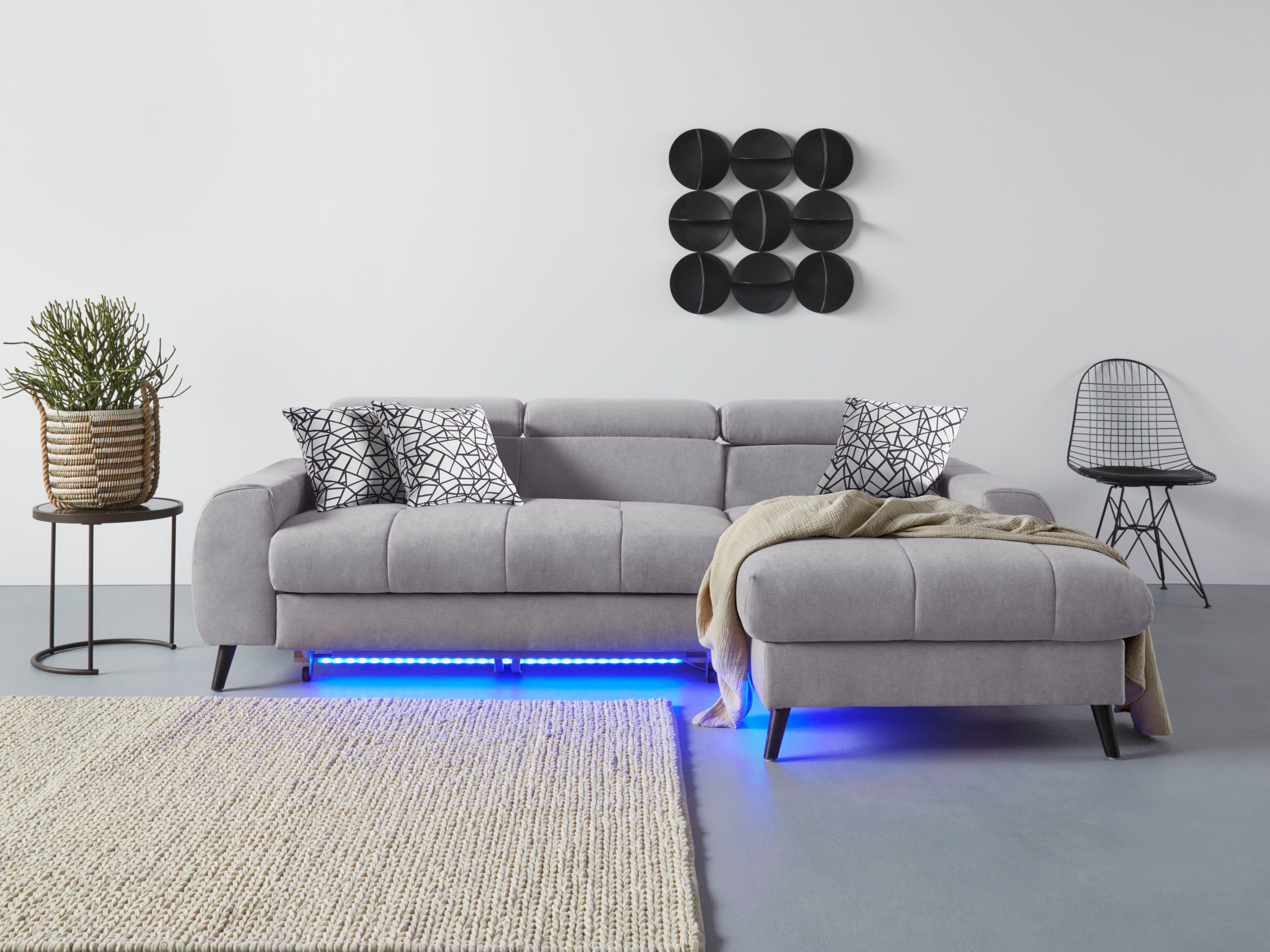 COTTA Ecksofa "Mia L-Form mit 3 Zierkissen", wahlweise mit Bettfunktion, Be günstig online kaufen