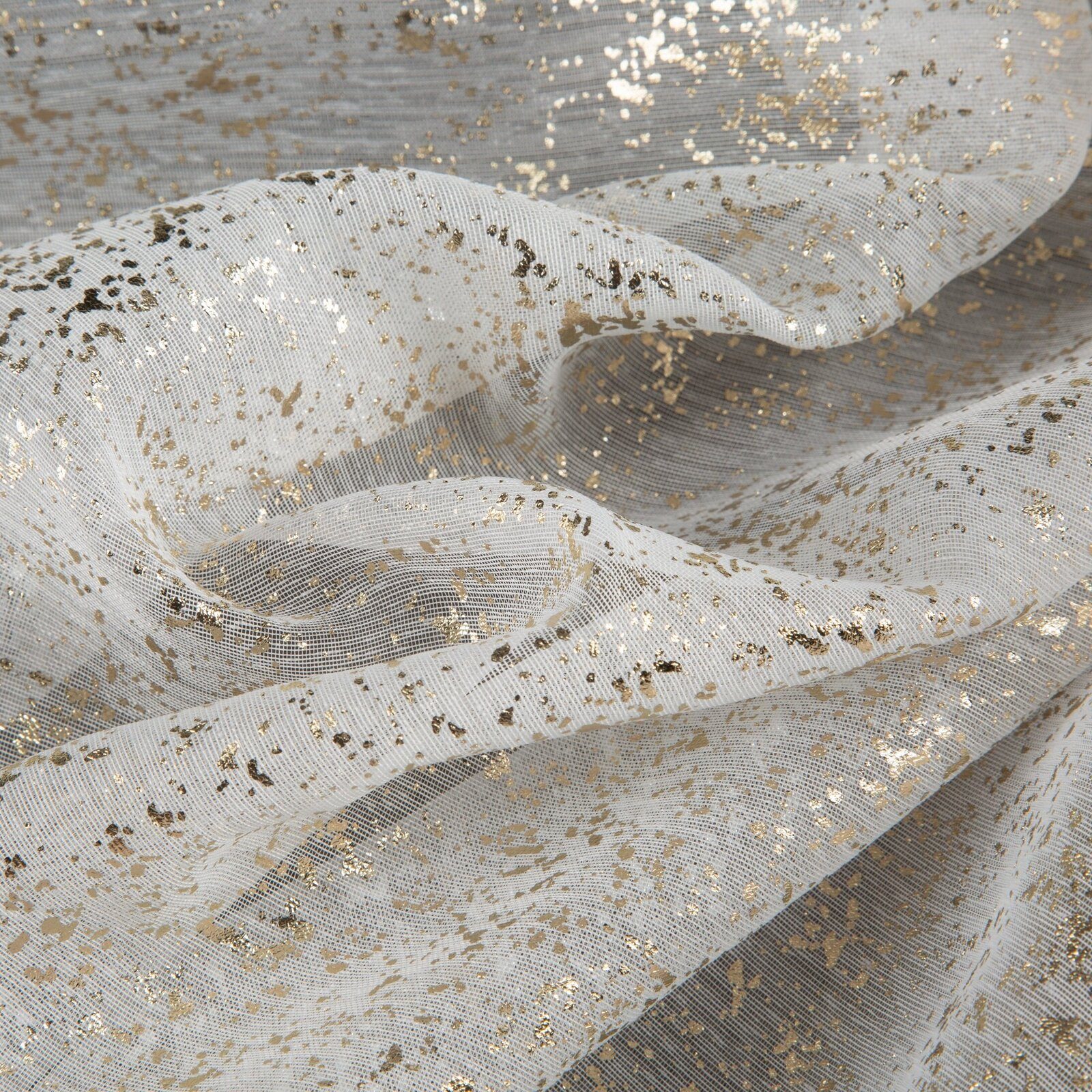 Eurofirany Gardine MILY, Durchsichtige Vorhänge, goldene, silberne Details Glamour