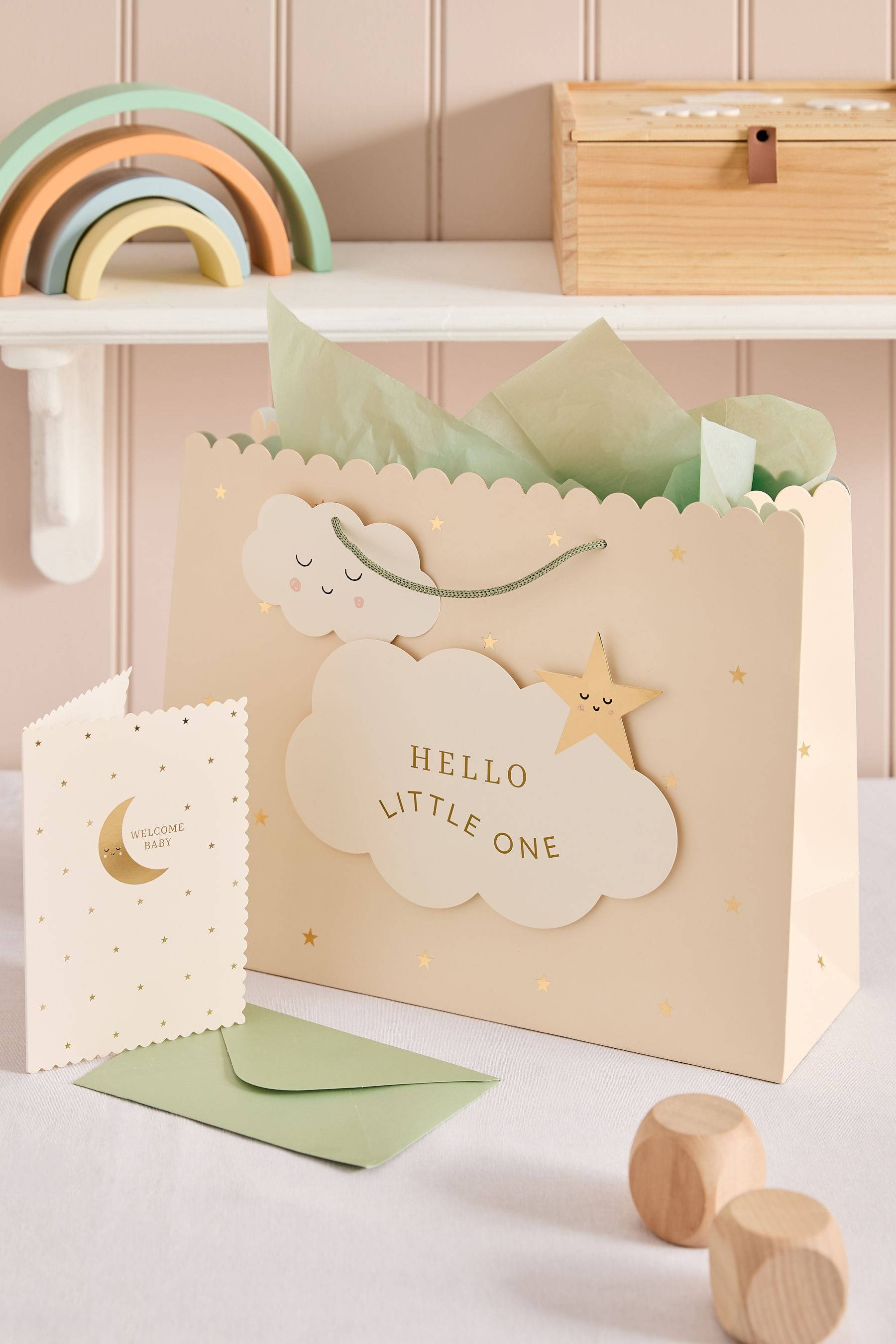 Next Geschenkpapier Baby-Geschenktasche und Karte im Set Wolke, (1St)