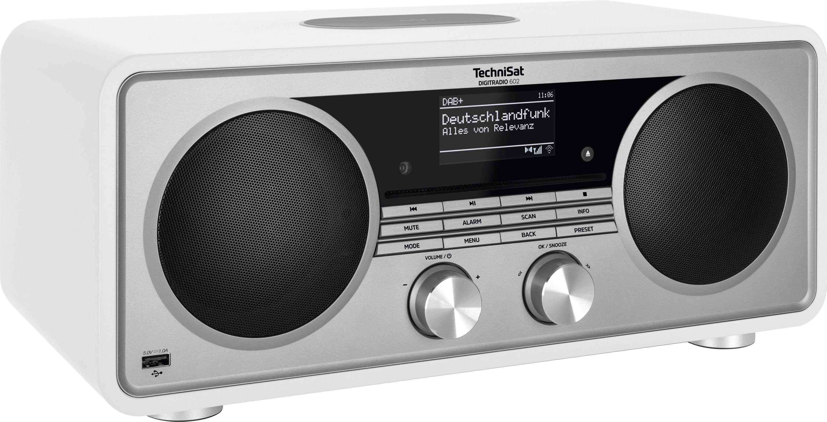 Qualität ist garantierte Zufriedenheit! TechniSat DIGITRADIO 602 RDS, (Digitalradio W, (DAB), CD-Player) mit 70 Weiß/Silber Stereoanlage, UKW Internet-Radio