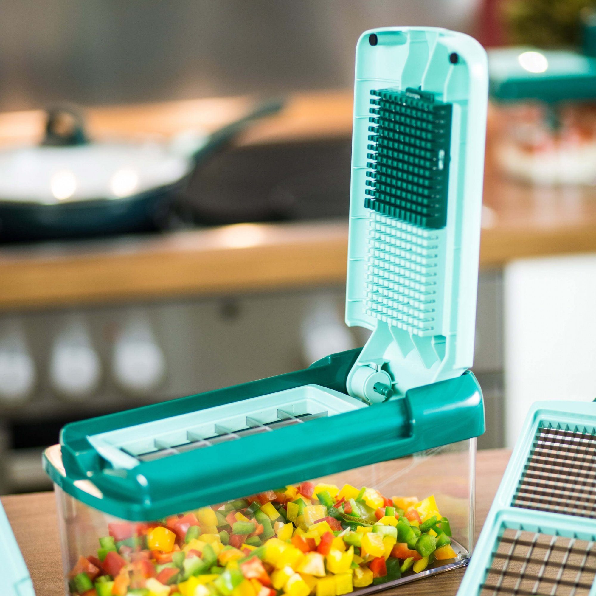 Genius Gemüseschneider Nicer Dicer Fusion, Set 12-tlg., mit mehr Messereinsätzen, mintgrün