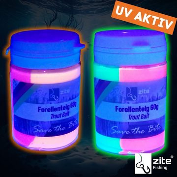 Zite Kunstköder Special Edition Forellenteig-Set - 2x3 Sorten Angelpaste, UV Aktiv, Lakritz, Erdbeere, Krabbe