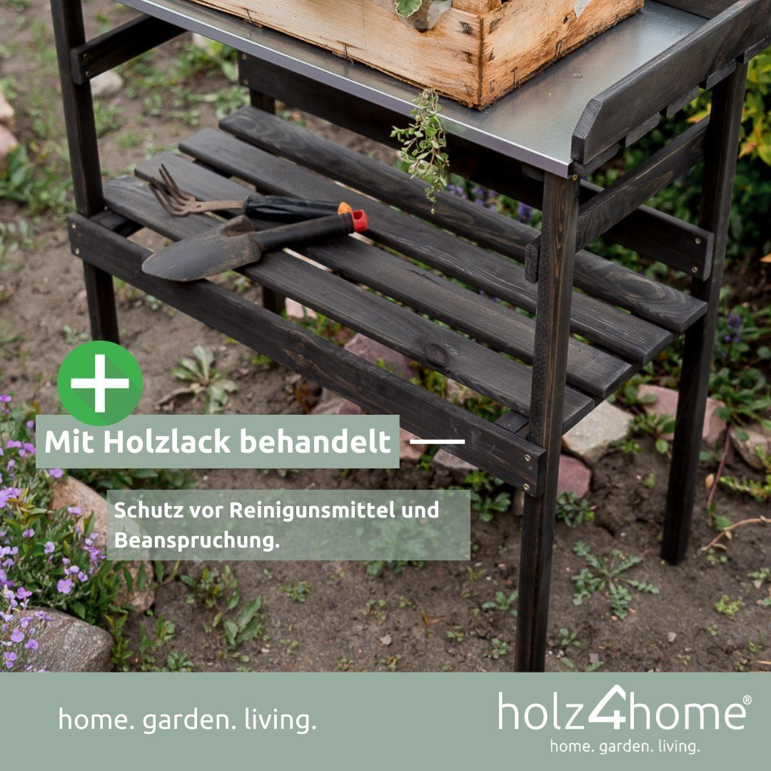 holz4home® Holz-Pflanzentisch in schwarz holz4home Gartentisch von