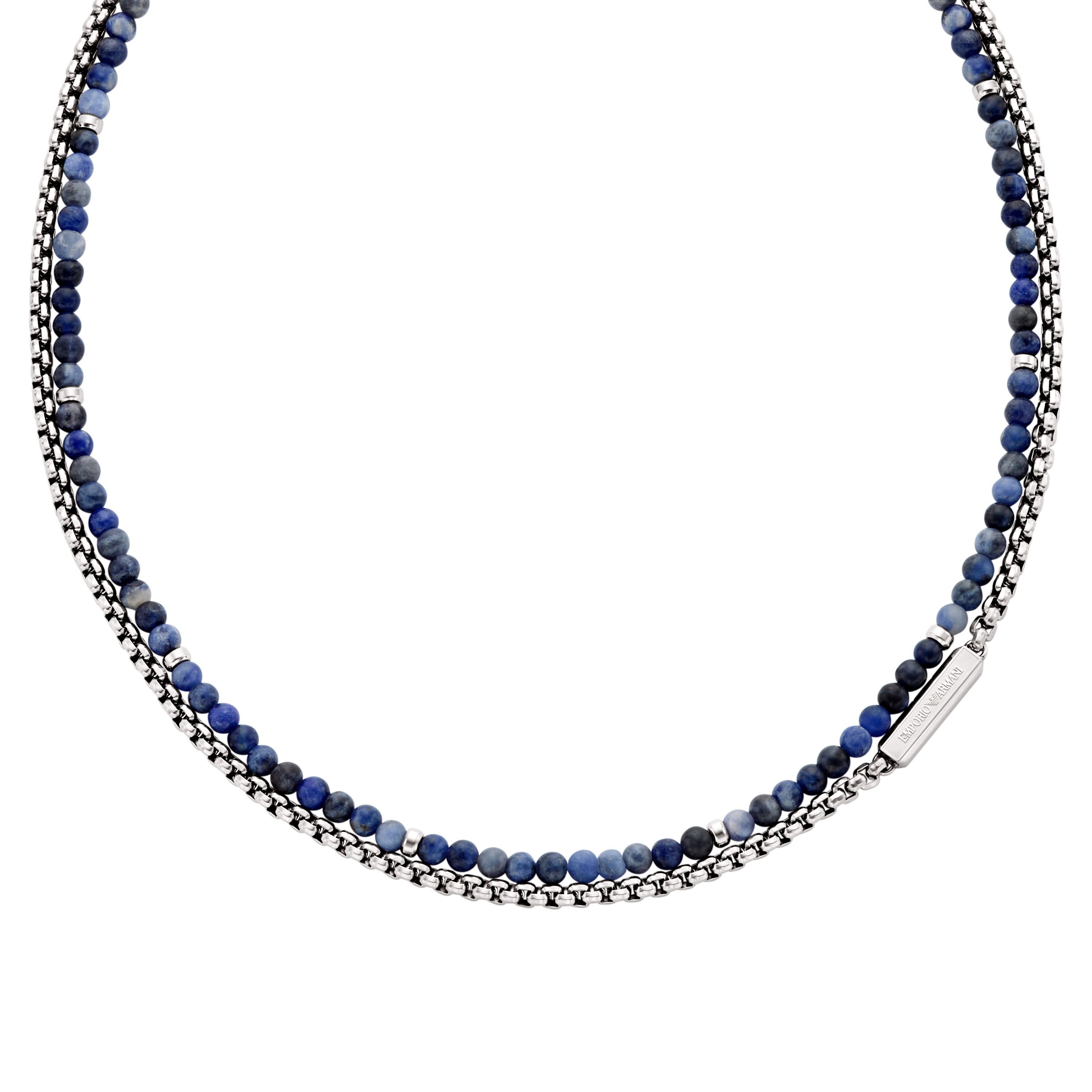 Emporio Armani Kette ohne Anhänger Schmuck Geschenk Edelstahl, mit Sodalith oder Achat