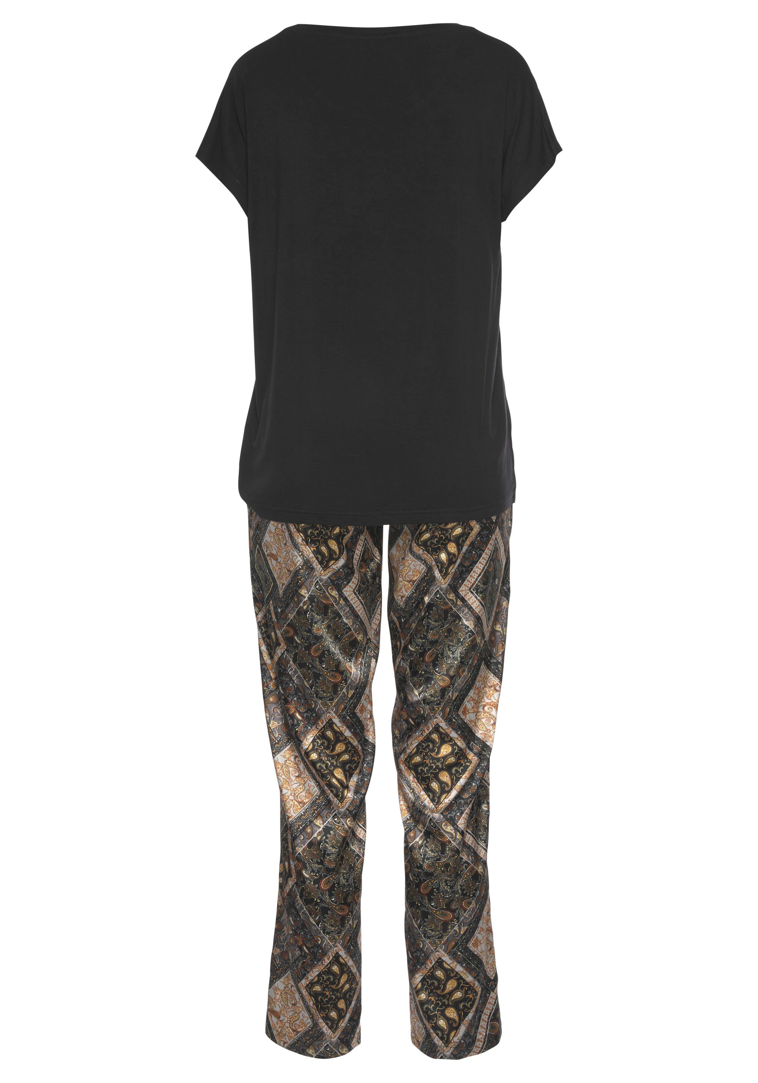 LASCANA Pyjama (Set, 2 tlg) mit edler Satin-Hose