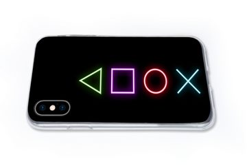 MuchoWow Handyhülle Gaming - Neon - Konsole - Schwarz - Controller - Gaming, Handyhülle Apple iPhone Xs, Smartphone-Bumper, Print, Handy
