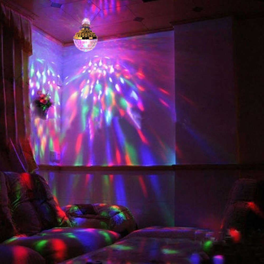 Discolicht RGB LED Sunicol E27, RGB, Glühbirne, Party rotierend, Club, Stroboskop, Kristallkugel