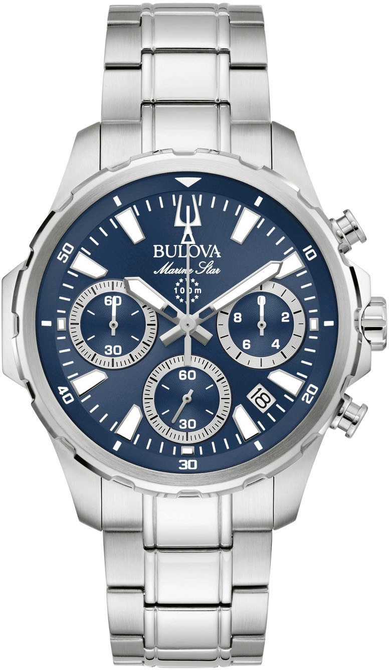 Bulova Chronograph Marine Star Series B 96B466, Quarzuhr, Armbanduhr, Herrenuhr, Edelstahlarmband, analog