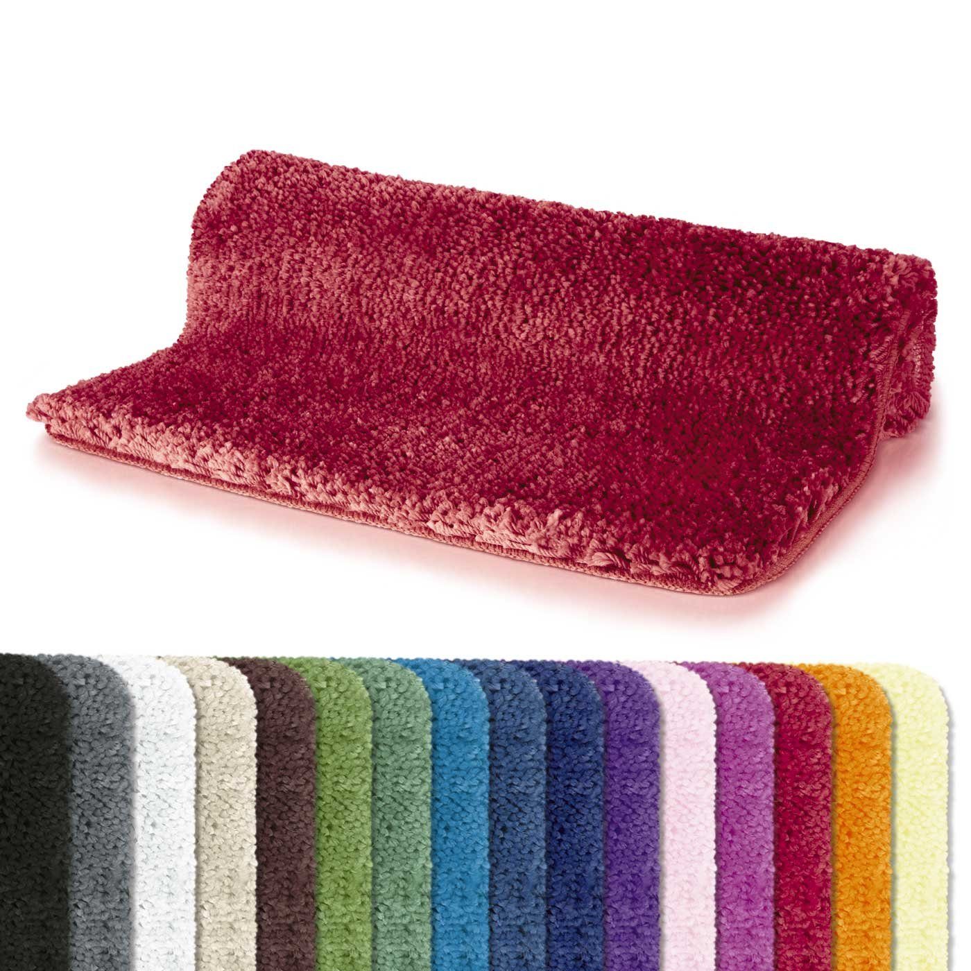 spirella Badematte HIGHLAND, Höhe 40 mm, Badteppich Hochflor, 100% Polyester Microfaser, Anti-Rutsch Beschichtung, für Fußbodenheizung geeignet, waschbar 40°, schnelltrocknend, Polyester, rechteckig, Rutschhemmende Unterseite aus Latex, Maschinenwaschbar, Schnelltrocknend