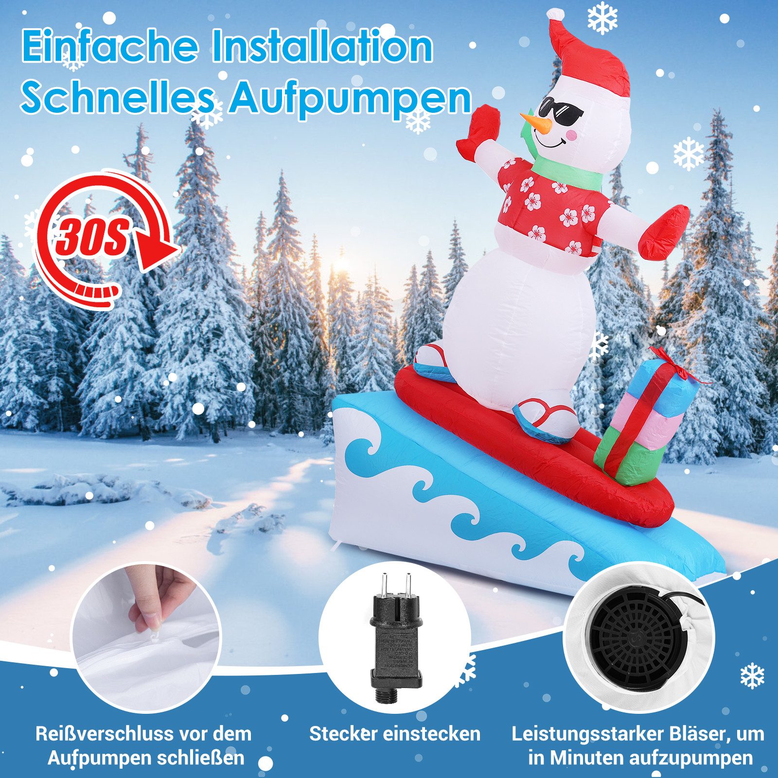 Elegear LED-Dekofigur Weihnachtsdeko, aufblasbarer Weihnachtsmann mit LEDs günstig online kaufen