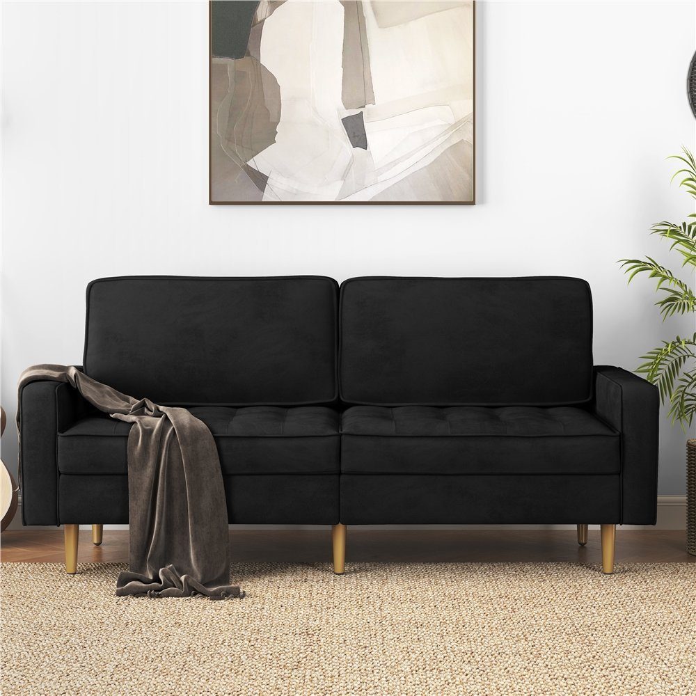 schwarz Sofa, 2-Sitzer cm Polstersofa Samt-Sofa Schlafcouch Modernes 173,5×76×84 Yaheetech