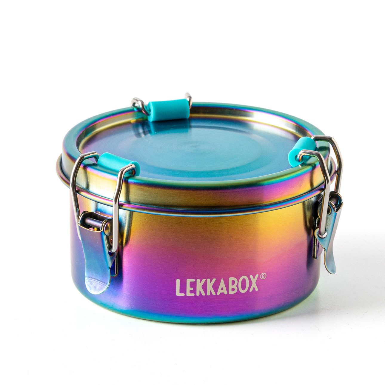 LEKKABOX Lunchbox Rainbow Clipsy Edelstahldose, 400ml - auslaufsichere Kinder Brotdose, Auslaufsicher – selbst bei saftigem Obstsalat & flüssigem Joghurt