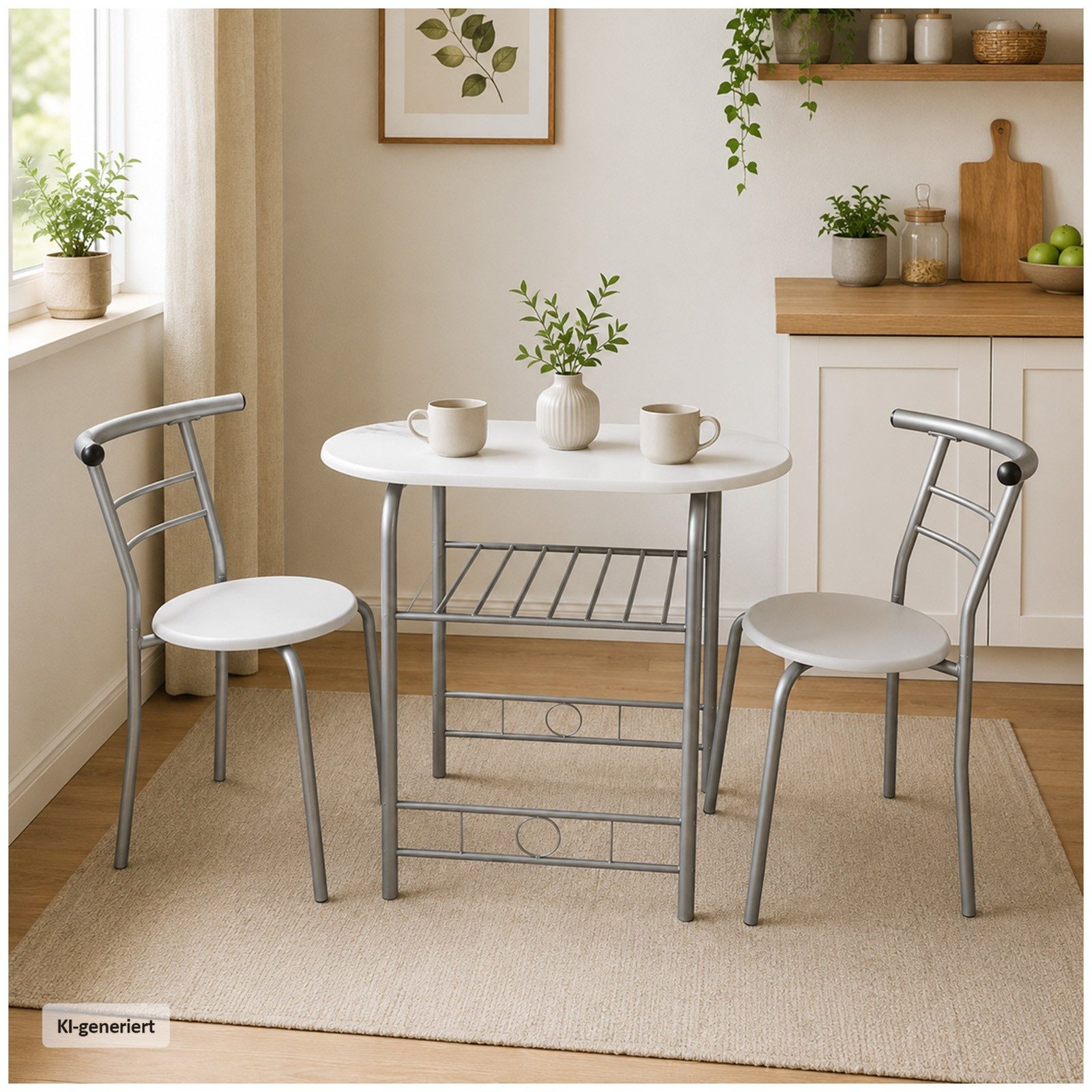 HTI-Living Essgruppe Tischgruppe Weiß Merit, (Set, 3-tlg., 1 Tisch, 2 Stühle), Essgruppe 1 Tisch 2 Stühle