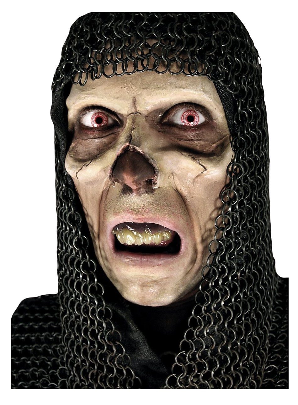 Maskworld Verkleidungsmaske Untoter Deluxe Make-up Set, Skelett Maske zum Ankleben mit Zähnen, Schminke und Effekten