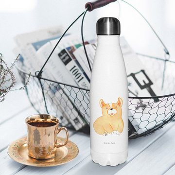 Mr. & Mrs. Panda Thermoflasche Corgie - Weiß - Geschenk, Edelstahl, Thermos, Motivation, Lebensfreud, Motivierende Sprüche
