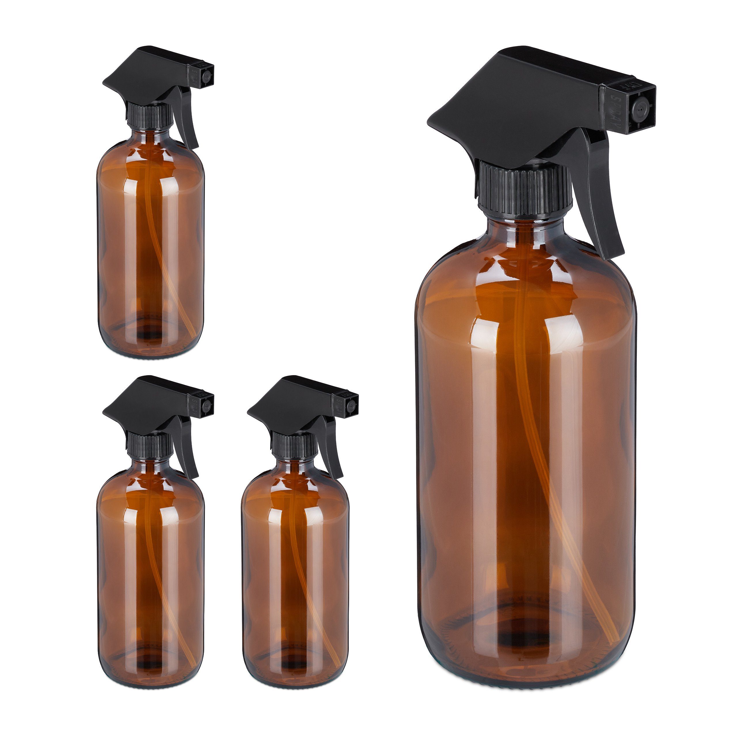 Sprühflasche 4 x Sprühflasche Glas Braun