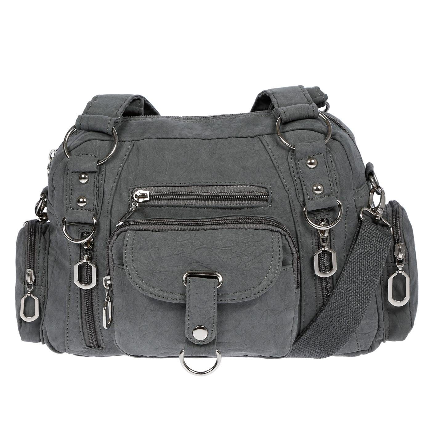 Christian Wippermann Henkeltasche Damenhandtasche Schultertasche Tasche Umhängetasche, Canvas Shopper Crossover Bag