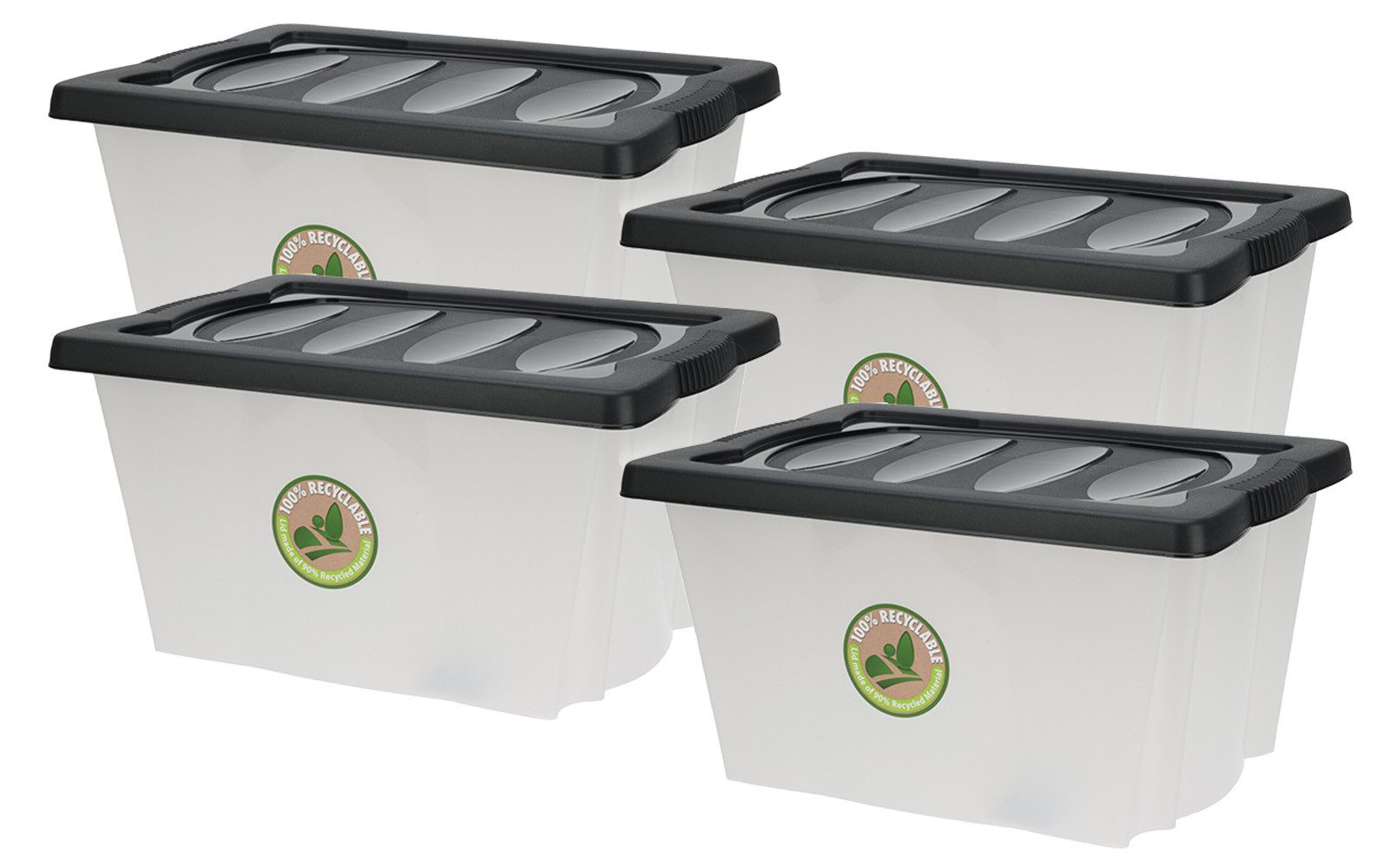 Koopman Stapelbox Aufbewahrung 20 L Kunststoff Deckel 2/3/4er Set (4 St), 4er Set, Aufbewahrungsbox, Multibox, Stapelkiste, mit Deckel