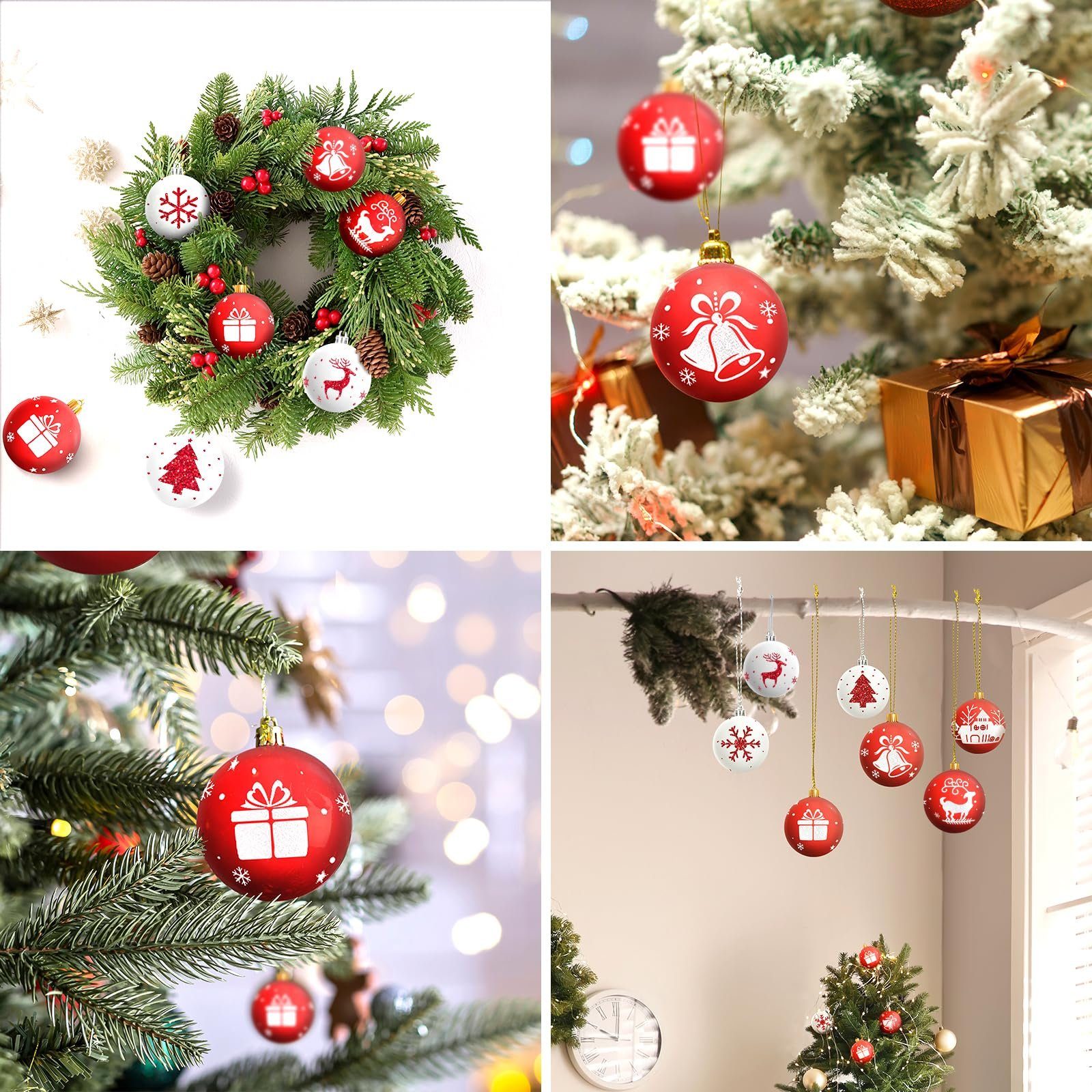 Coonoor Weihnachtsbaumkugel Weihnachtskugeln Set, Christbaumkugeln Deko Weihnachten (18 St), Weihnachtsbaumschmuck,Weihnachtsbaumkugeln