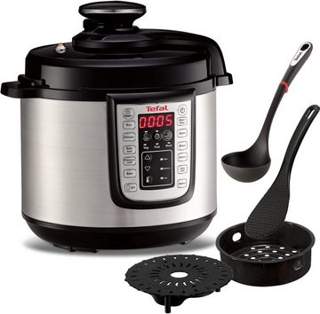 Tefal Multikocher Fast &Delicious elektrischer Schnellkochtopf 25 Automatische Programme, 1200,00 W, 6,00 l Schüssel, 6 liter, Einstellbare Temperatur und Zeit, inkl. Rezeptheft, Edelstahl