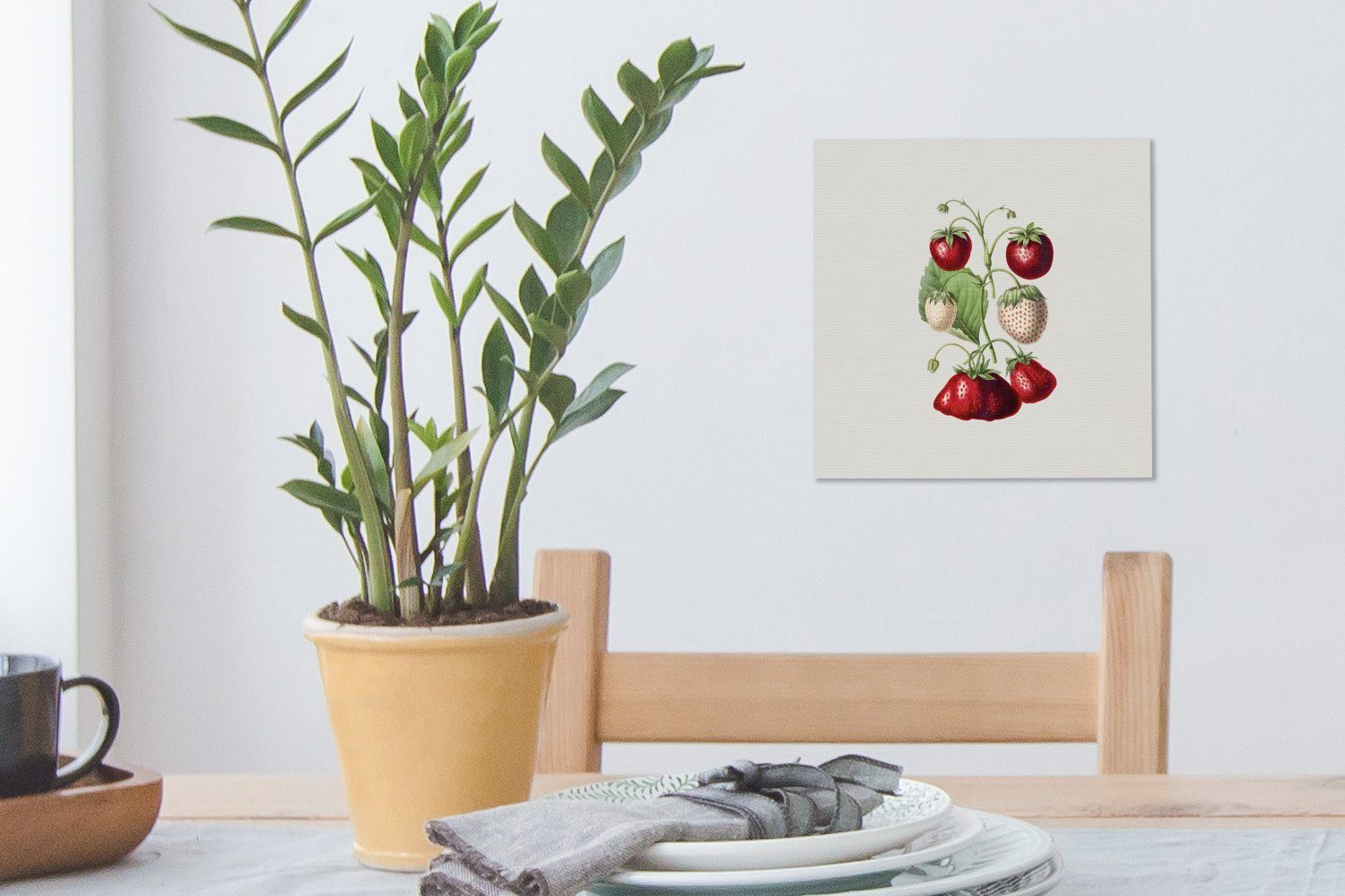 OneMillionCanvasses® Leinwandbild für - St), Wohnzimmer Bilder Schlafzimmer Leinwand - (1 Frucht, Erdbeeren Pflanze