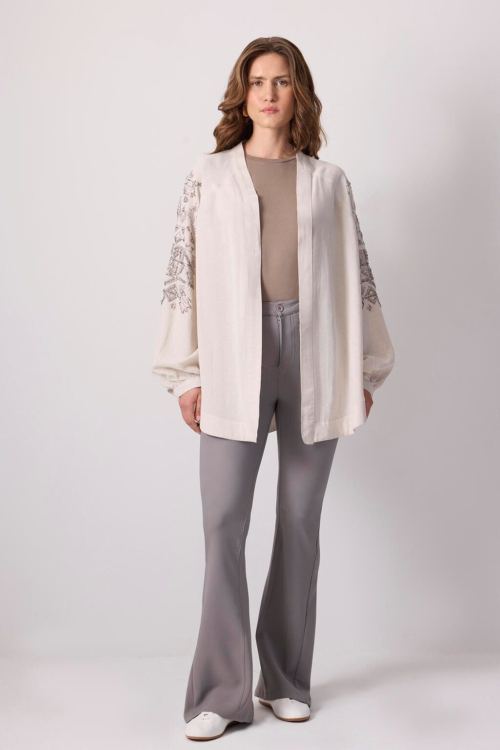touche prive Maxikleid KIMONO MIT LEINENSTRUKTUR günstig online kaufen