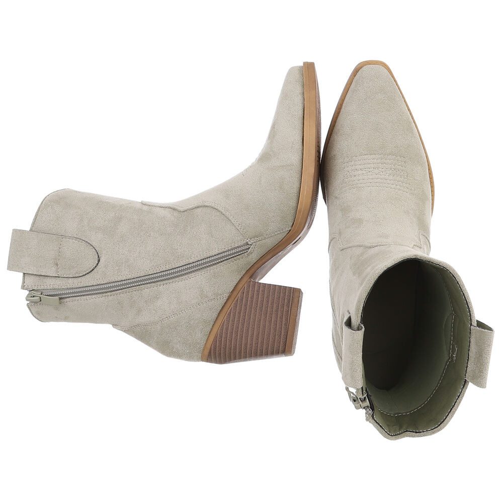 Ital-Design Stylische Westernstiefelette mit Blockabsatz für Damen Westernstiefelette (89937919) Blockabsatz Stiefeletten in Hellgrün