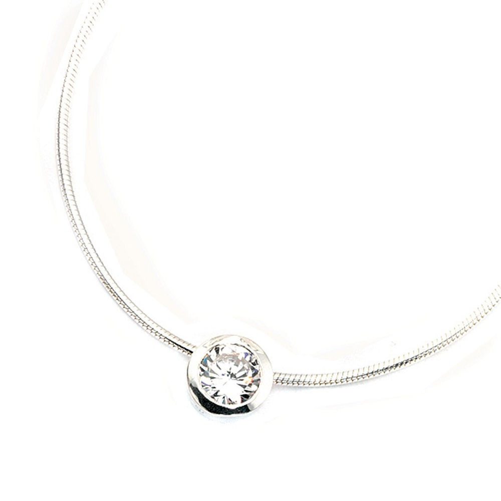 Schmuck Krone Kettenanhänger Solitär Anhänger mit Zirkonia weiß rund, 925 S günstig online kaufen