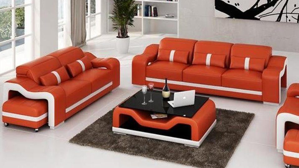 JVmoebel Sofa Design Sofagarnitur Couch Polster Sofas Leder Modern 3+2 Sitzer, Made in Europe