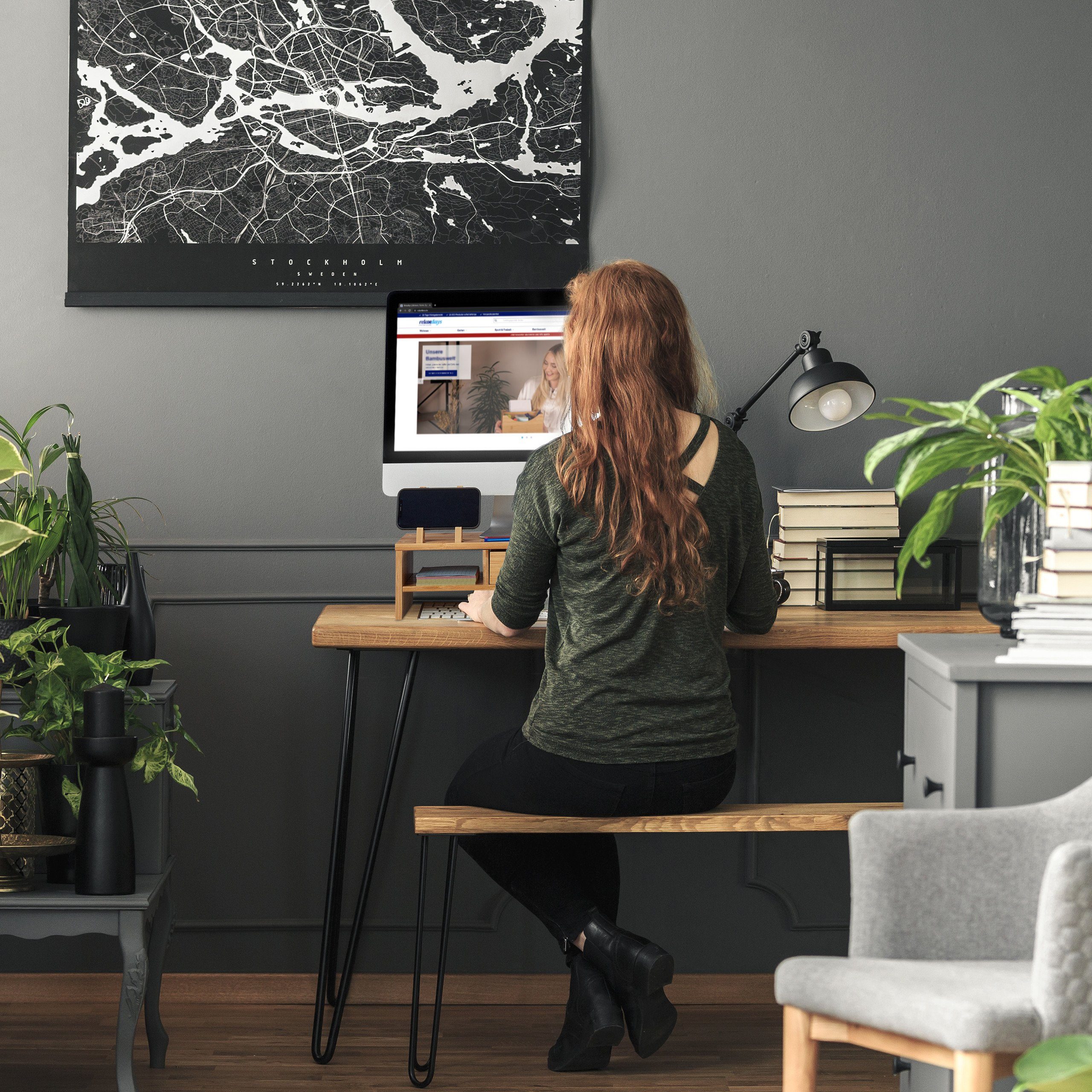relaxdays Monitorständer aus Bambus, (bis 24.4 Zoll, 1-tlg) – Bild 3 von 5