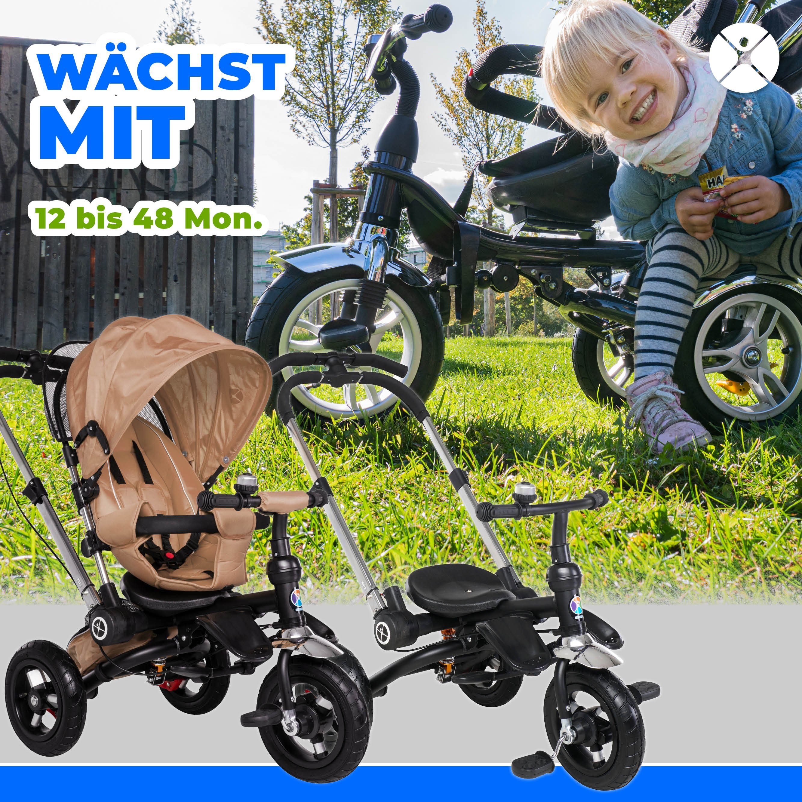 Kinderdreirad Kinderwagen Babydreirad ab 1 Jahr Buggy Dreirad mit Dach ROT DHL 
