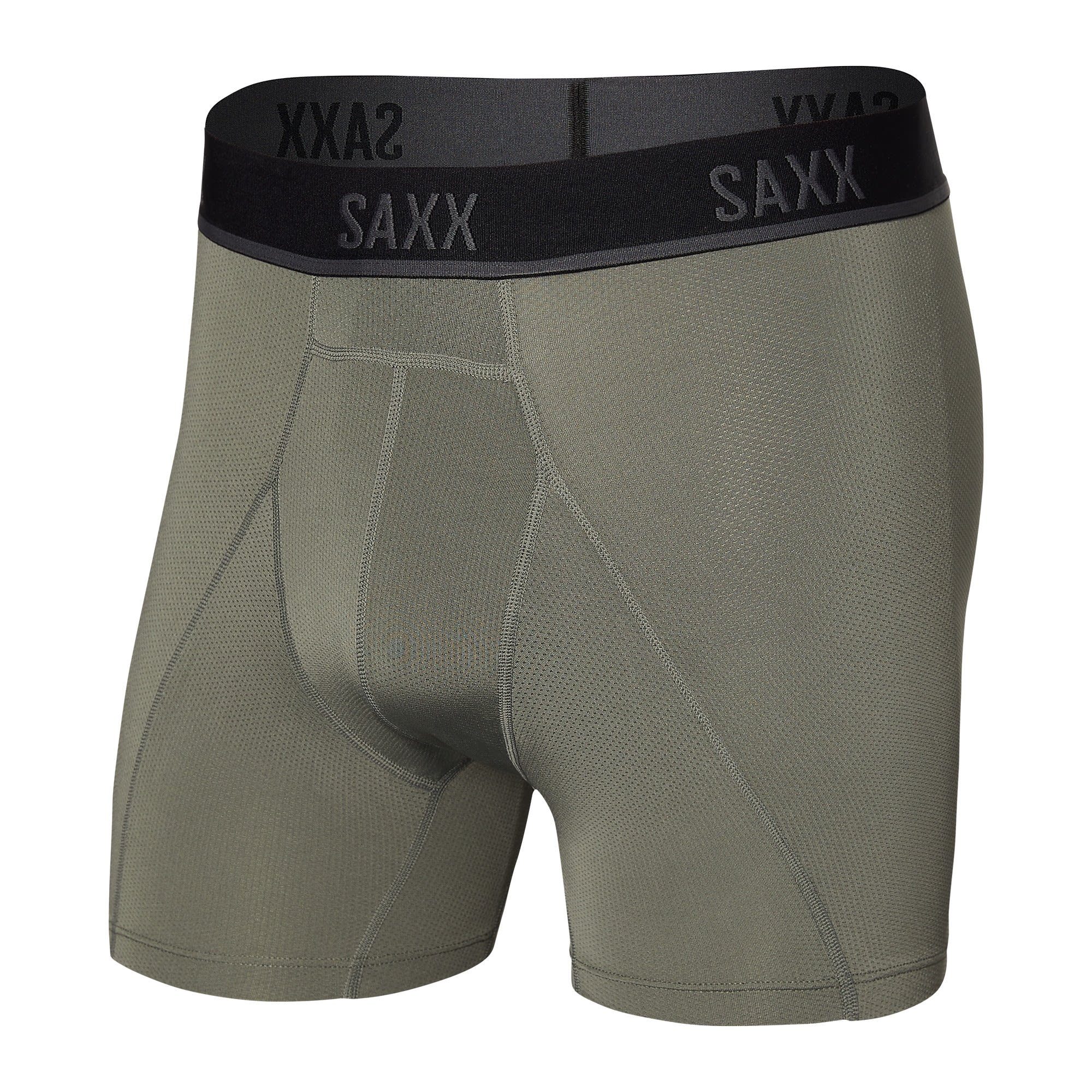 SAXX Lange Unterhose Saxx M Kinetic Light Compression Mesh Boxer Brief Green Grey