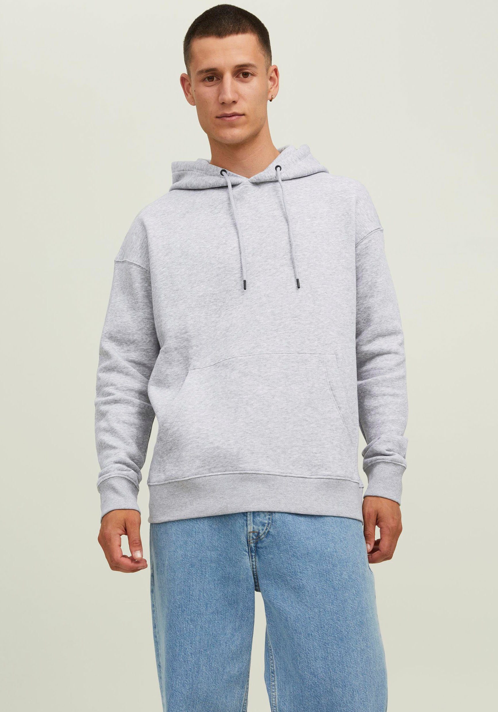 Jack & Jones Kapuzensweatshirt STAR BASIC SWEAT HOOD hellgrau meliert