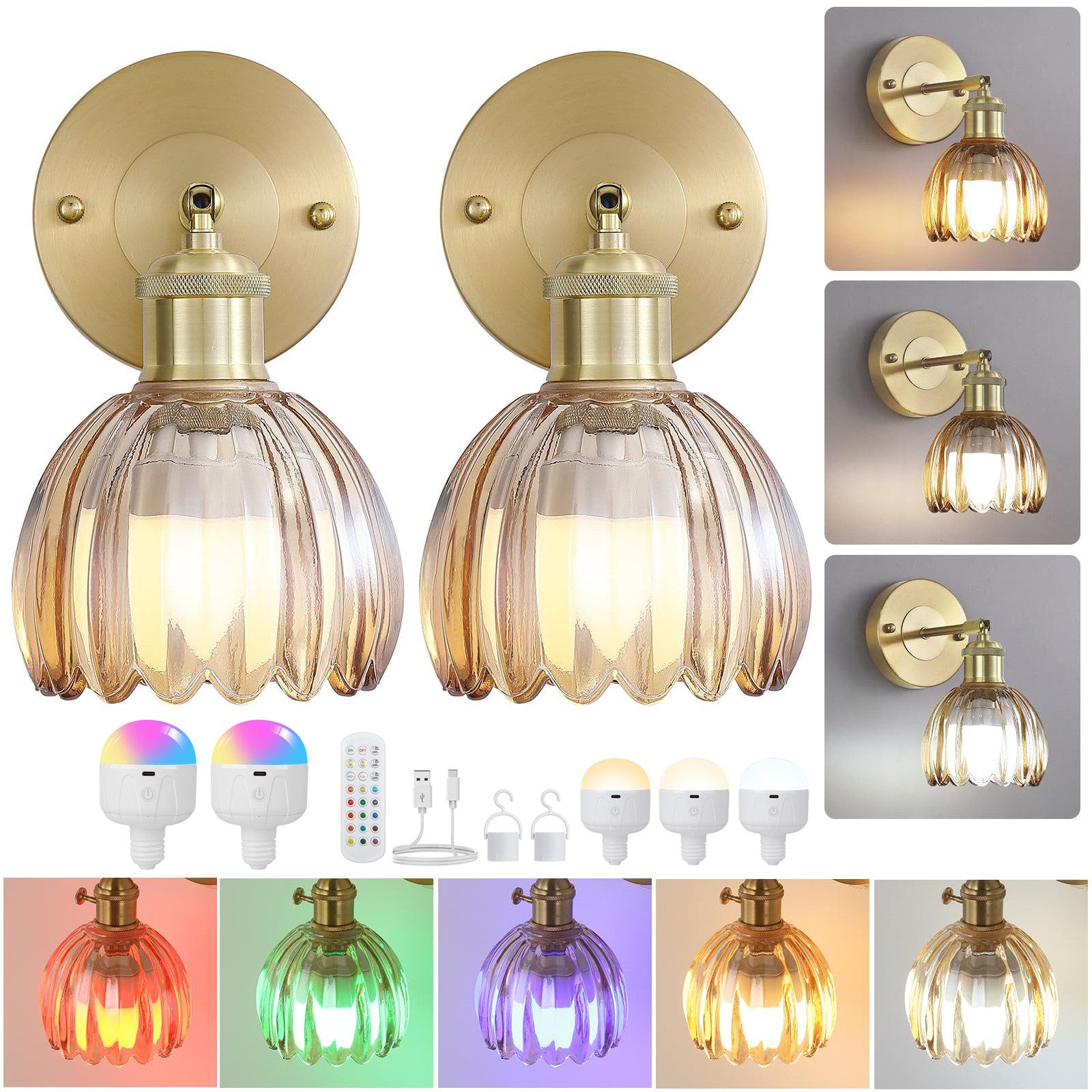 Sunicol LED Wandleuchte Dimmbar Wiederaufladbar Gold günstig online kaufen