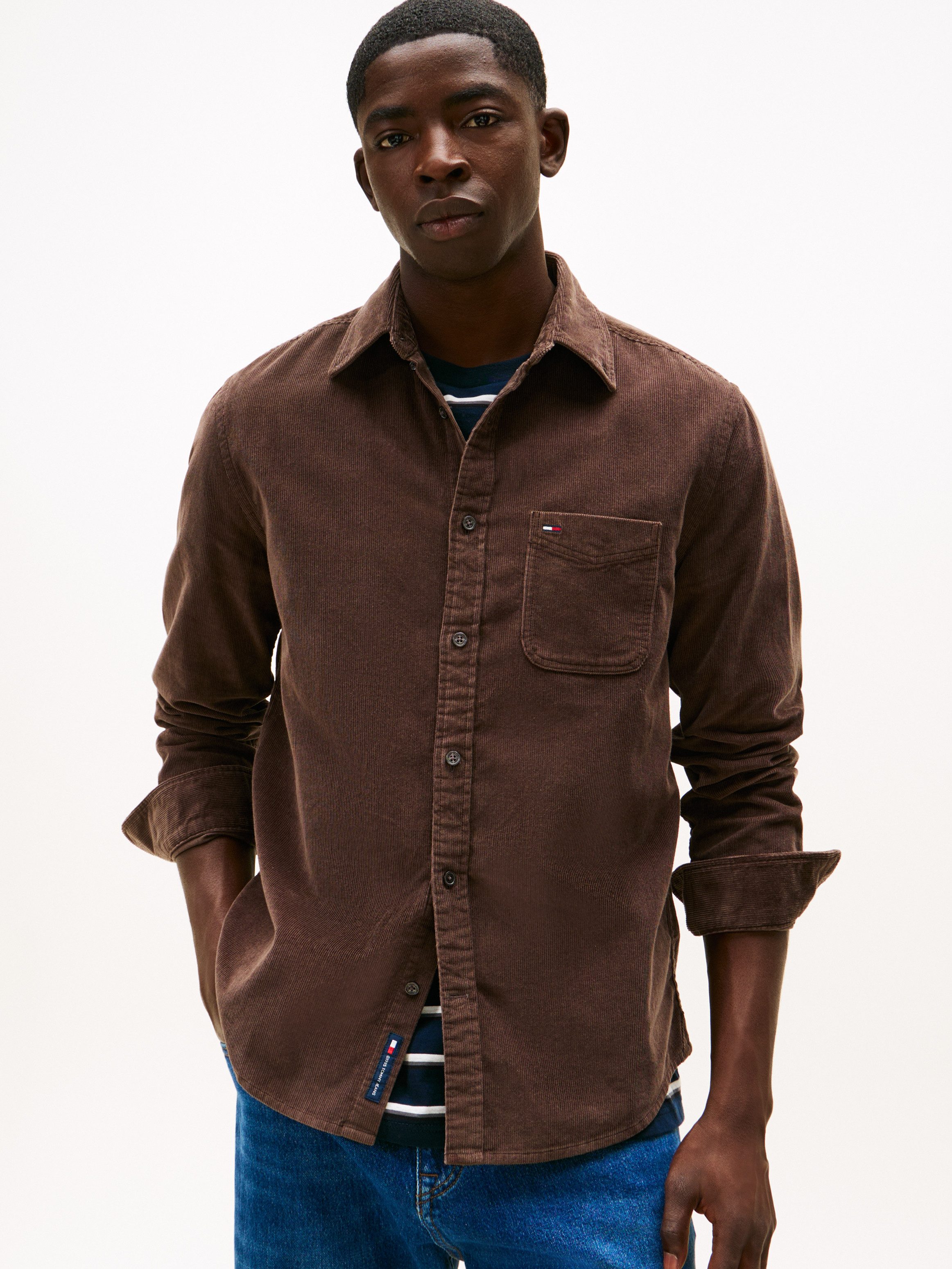 Tommy Jeans Langarmhemd TJM BABY CORD Kentkragen, regular fit