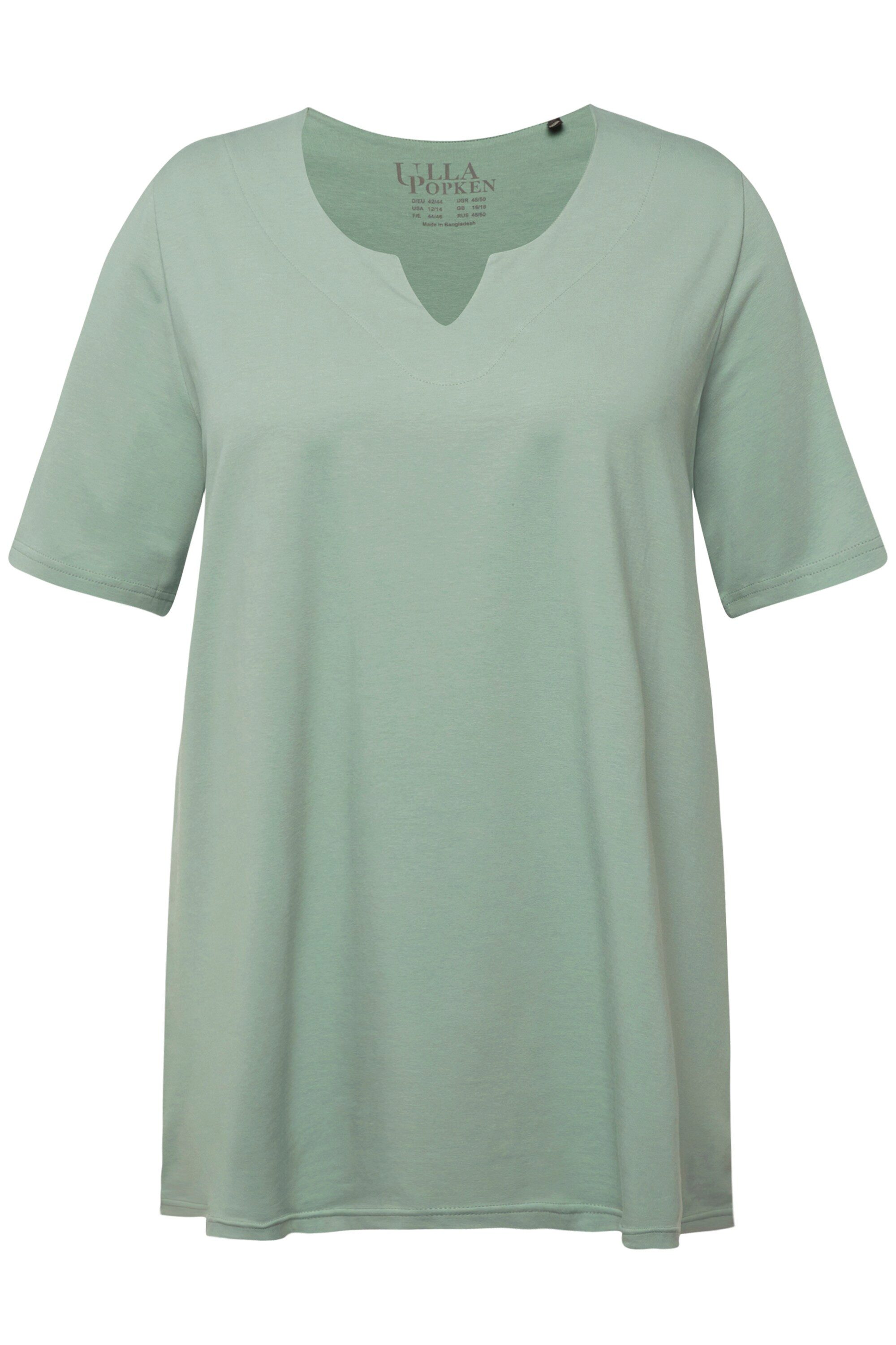 Ulla Popken T-Shirt T-Shirt A-Linie Tunika-Ausschnitt Halbarm günstig online kaufen