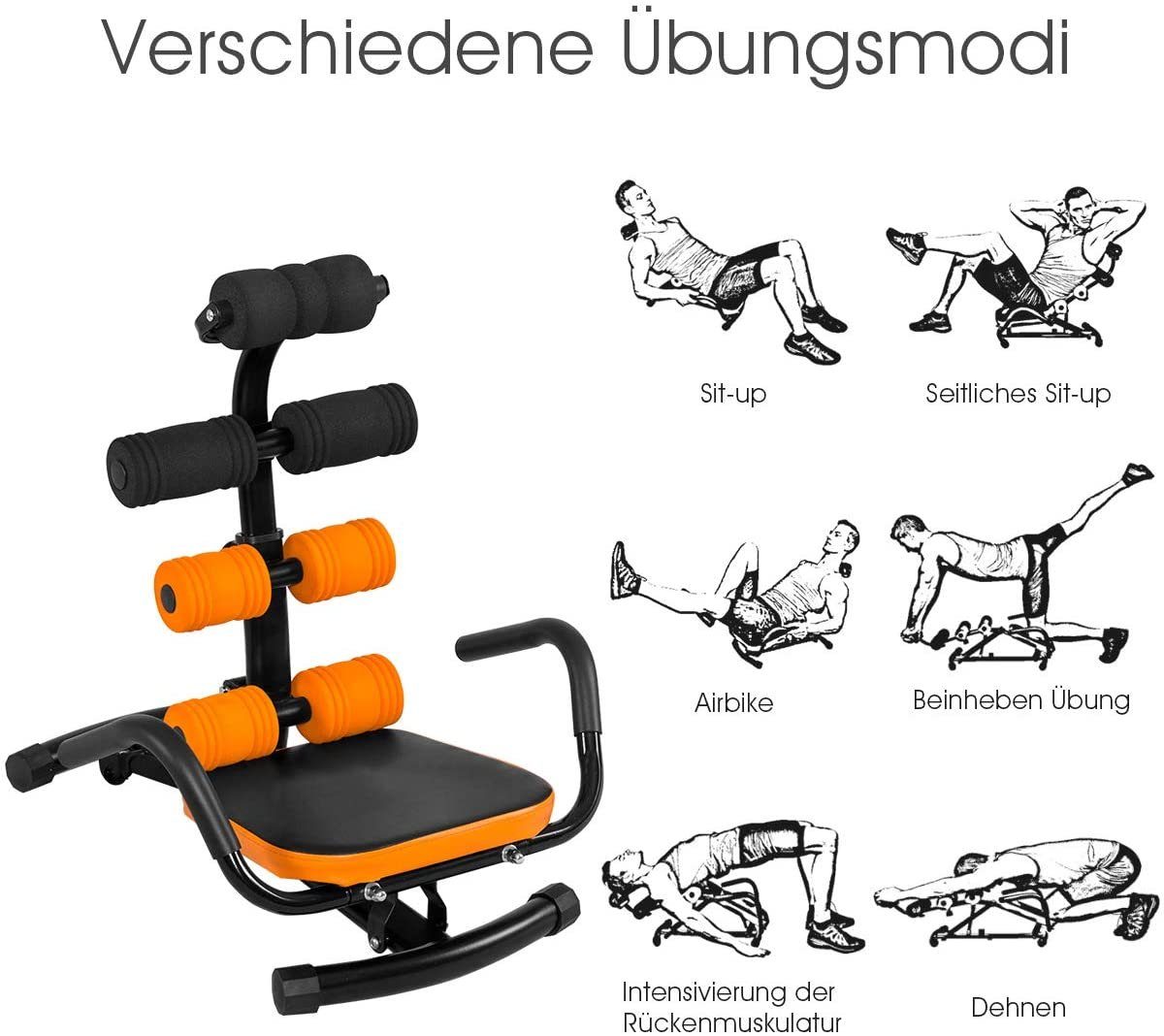 COSTWAY Bauchtrainer Trainingsbank, 3 fach höhenverstellbarer Rückenlehn