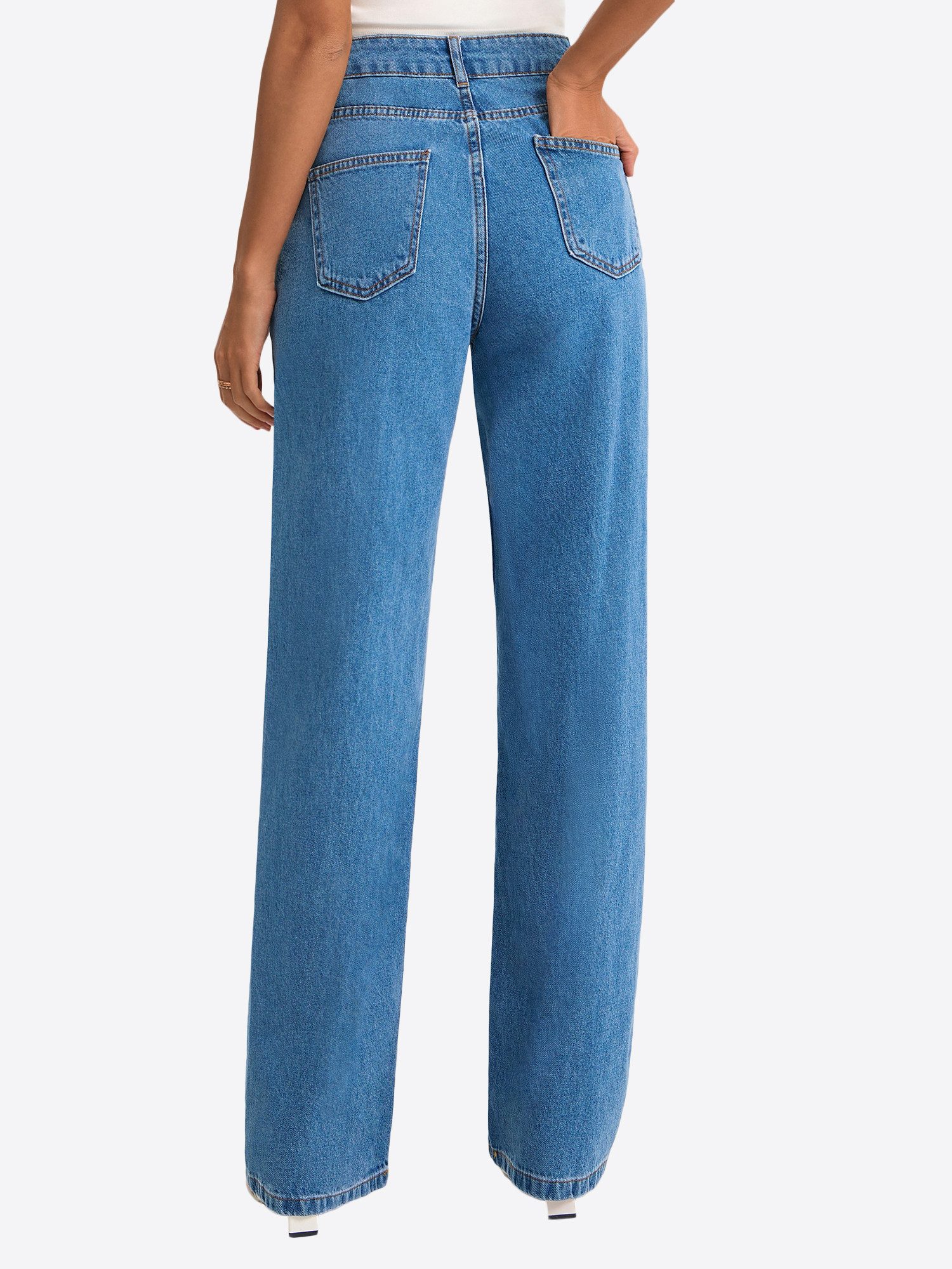 Imily Bela Boyfriend-Jeans Damen Hochgeschnittene Jeans mit geradem Bein (Packung, 1-tlg., 1per-Pack) aus Baumwolle