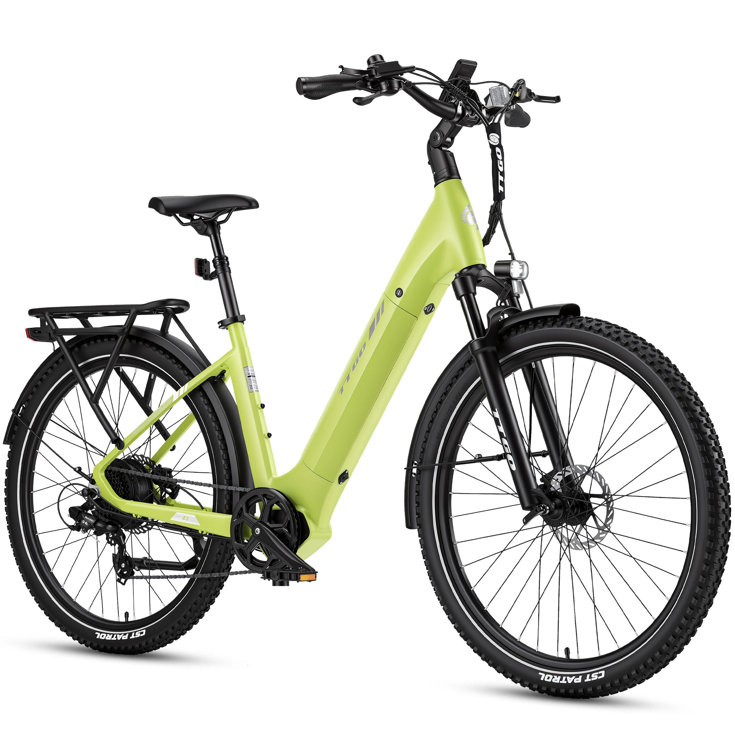 TTGO E-Bike Cityrad 28 Zoll, 70Nm Hinterradmotor, 120km, Z3, für Damen und Herren, 7 Gang SHIMANO, Kettenschaltung, Heckmotor, 720 Wh, 5 Stufen, LCD-Farbdisplay, Federsattelstütze, Elektrofahrrad, Pedelec